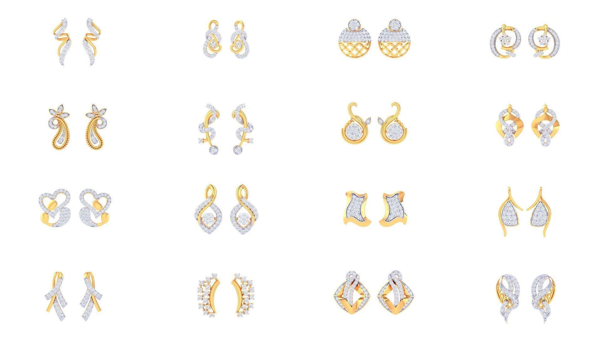 830 Diamond Studs Earrings Pack 3D Model Collection_126