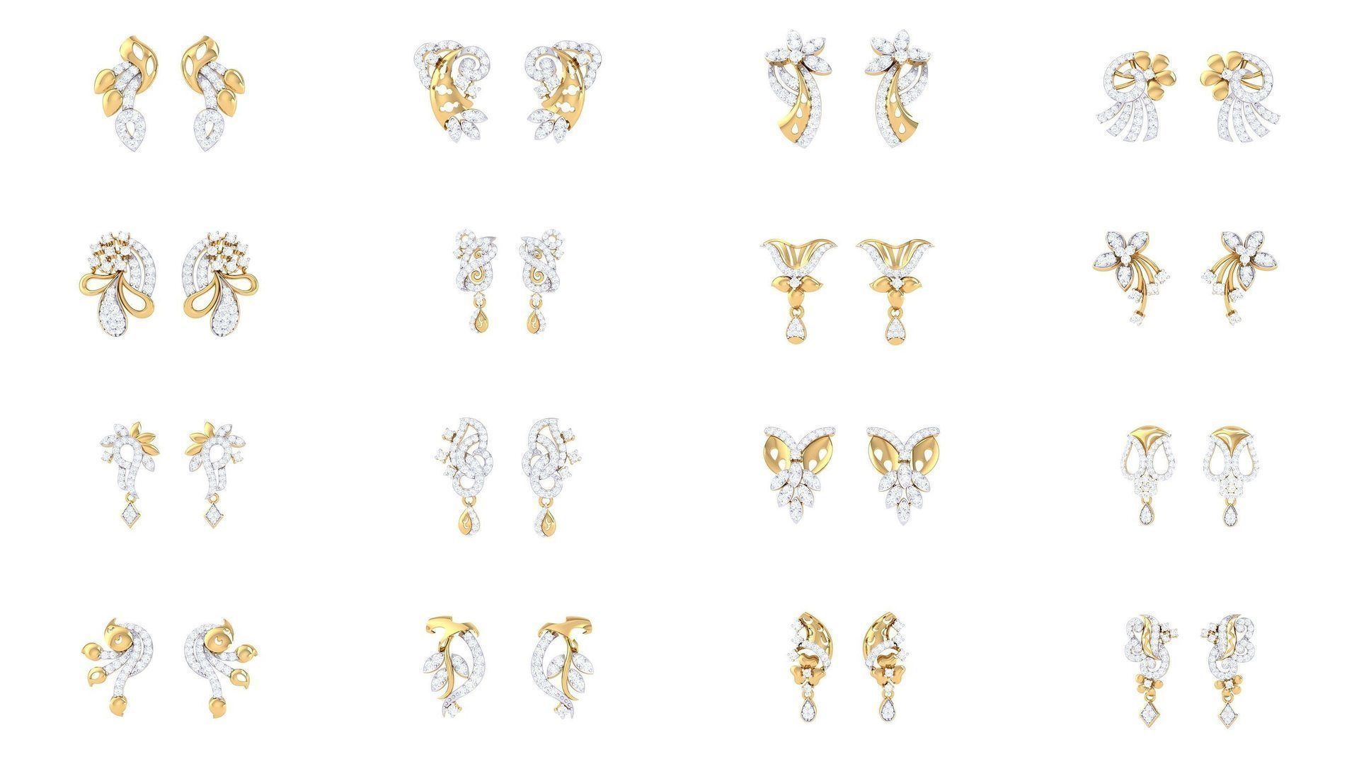 830 Diamond Studs Earrings Pack 3D Model Collection_135