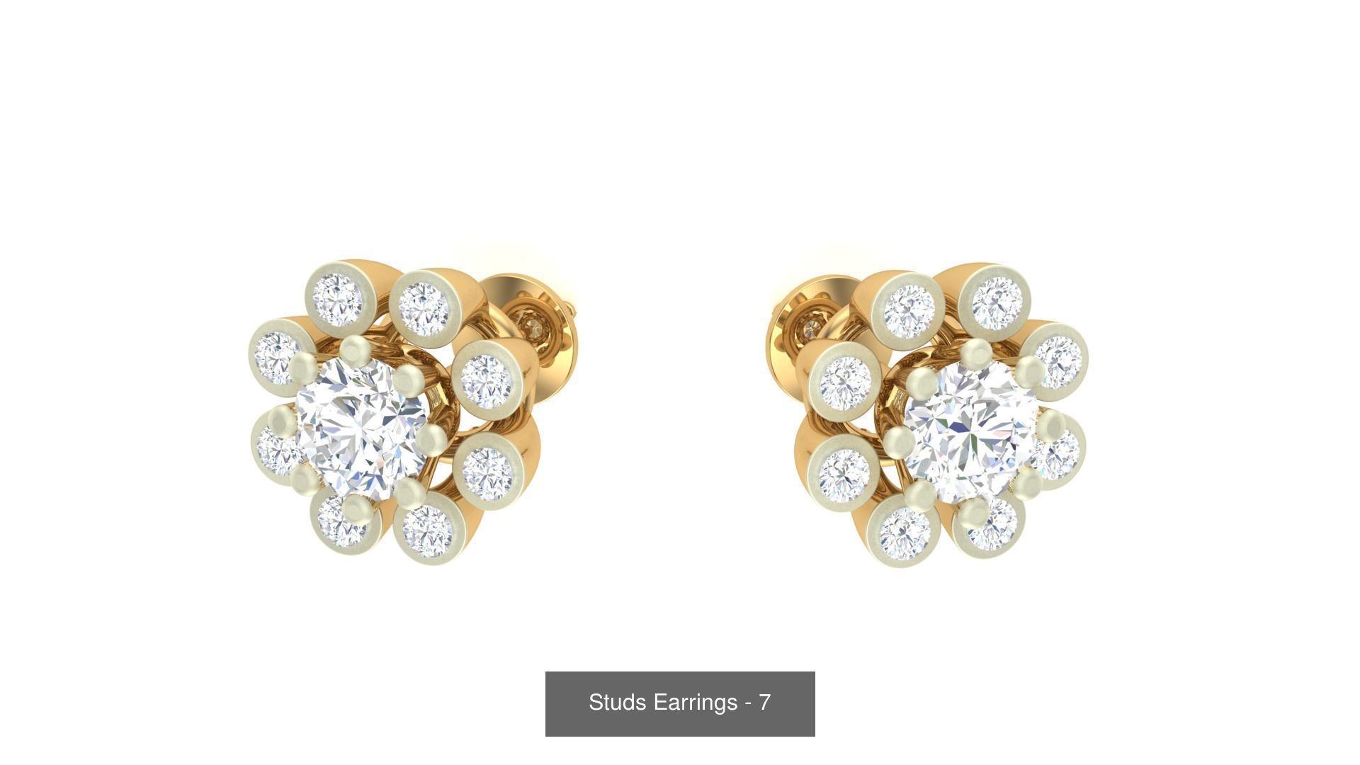 830 Diamond Studs Earrings Pack 3D Model Collection_61
