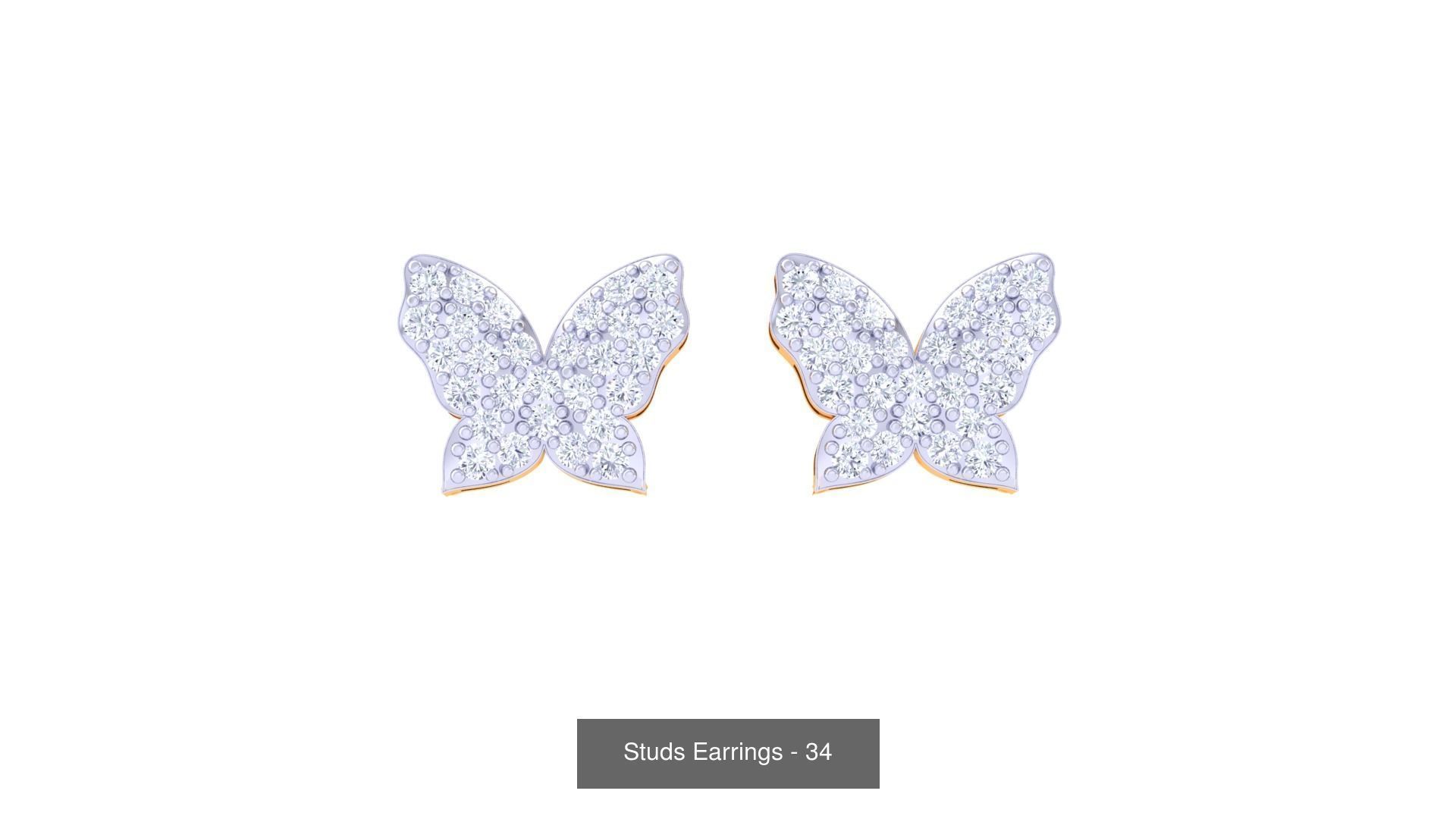 830 Diamond Studs Earrings Pack 3D Model Collection_173