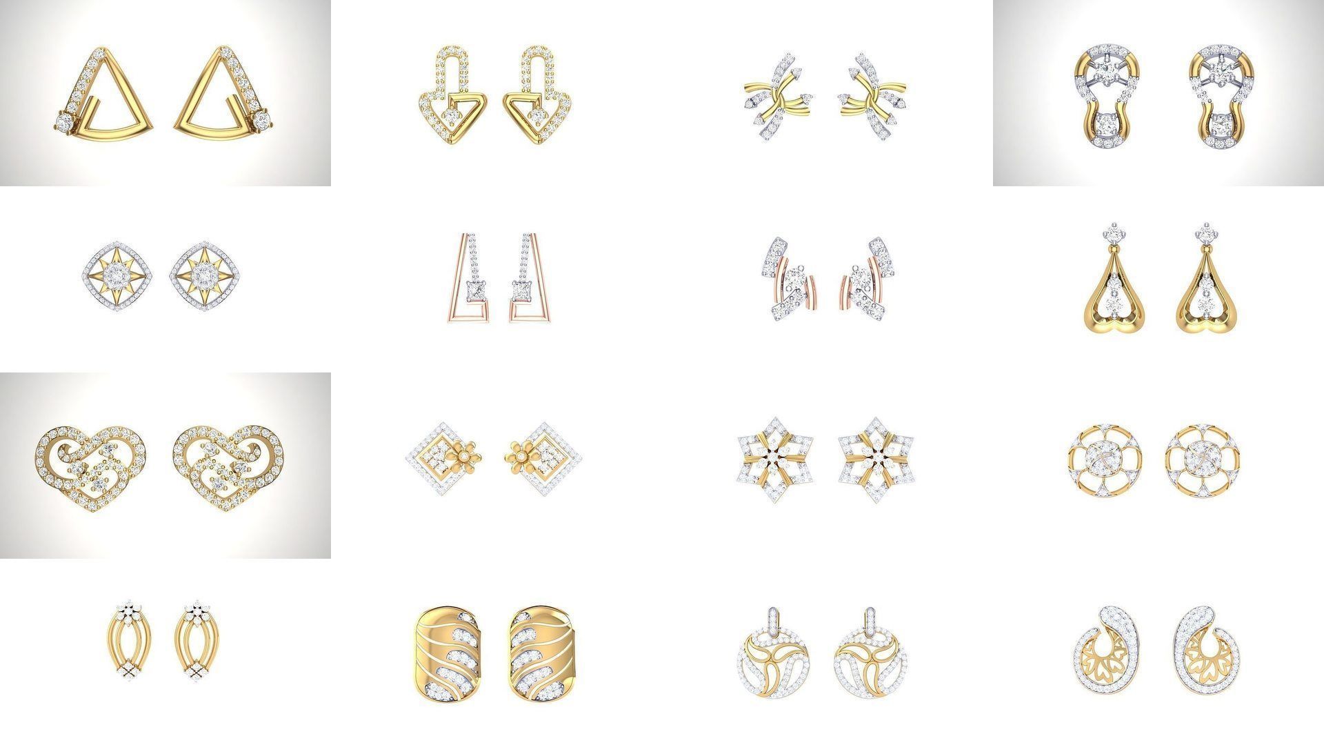 830 Diamond Studs Earrings Pack 3D Model Collection_42