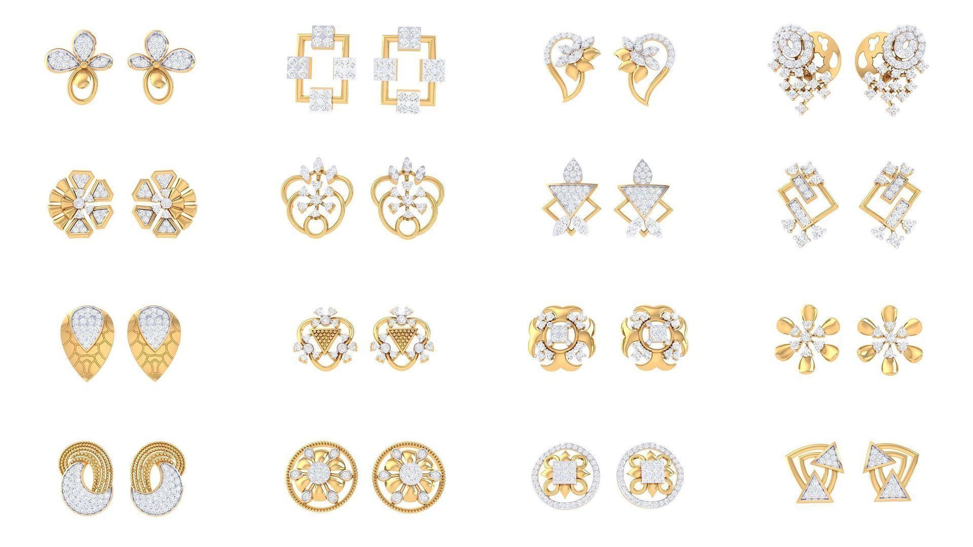 830 Diamond Studs Earrings Pack 3D Model Collection_18