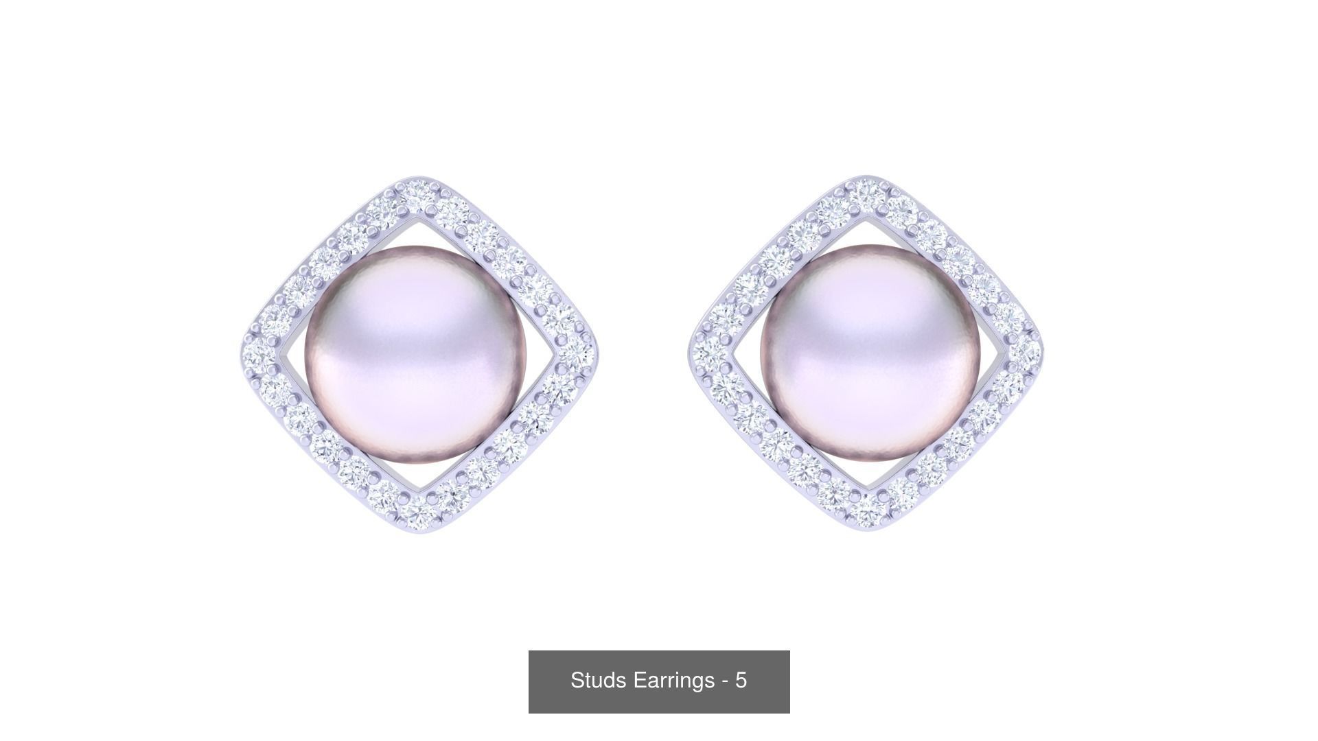 830 Diamond Studs Earrings Pack 3D Model Collection_12