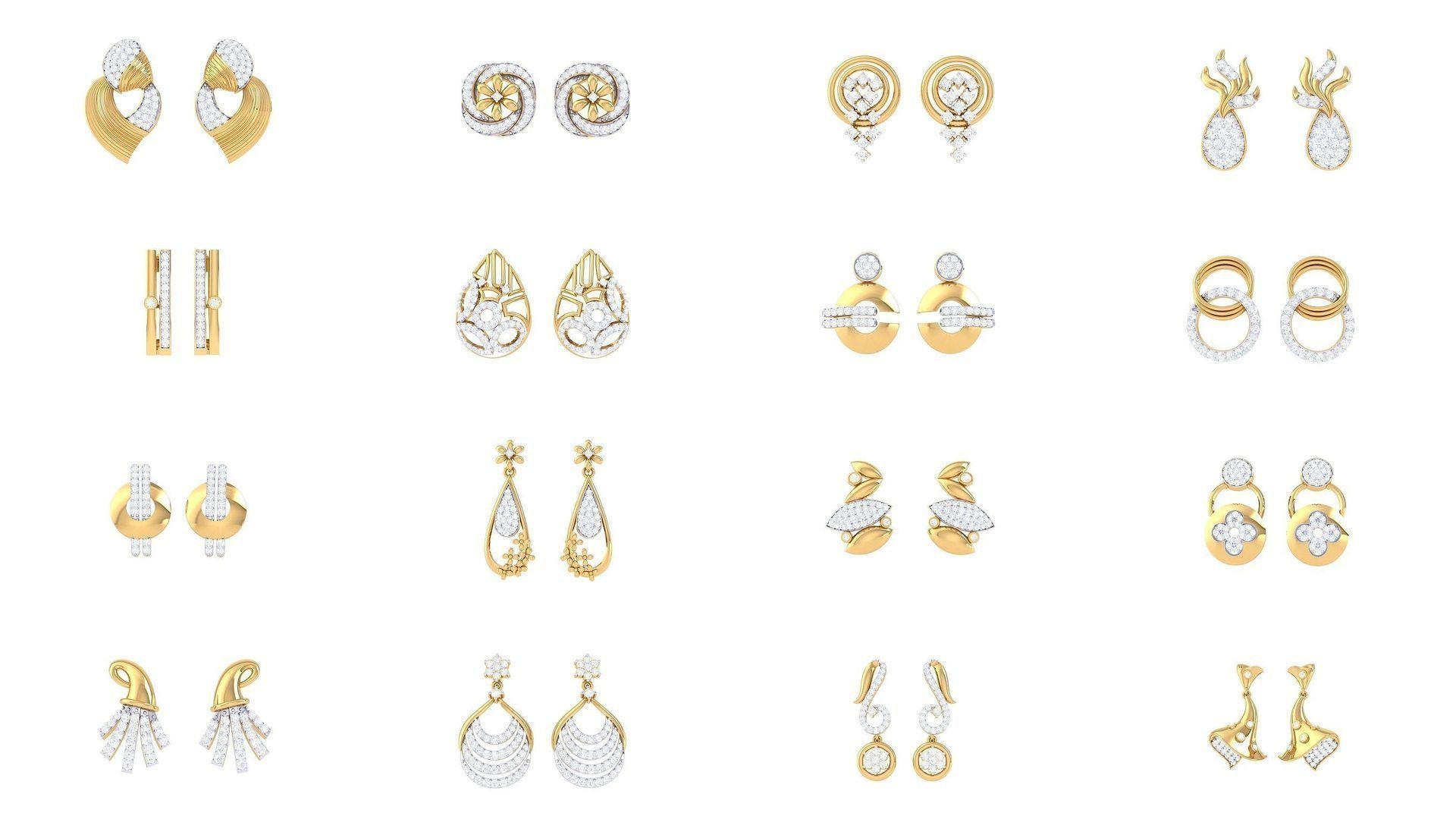 830 Diamond Studs Earrings Pack 3D Model Collection_48