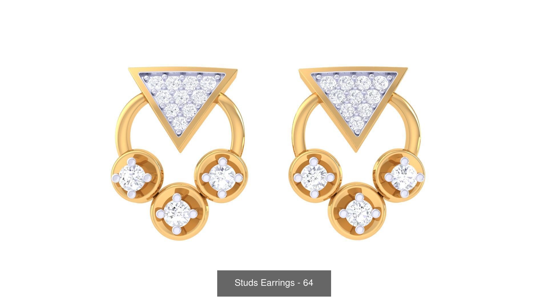 830 Diamond Studs Earrings Pack 3D Model Collection_221