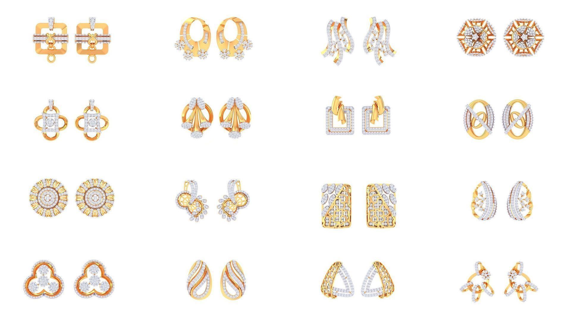 830 Diamond Studs Earrings Pack 3D Model Collection_81