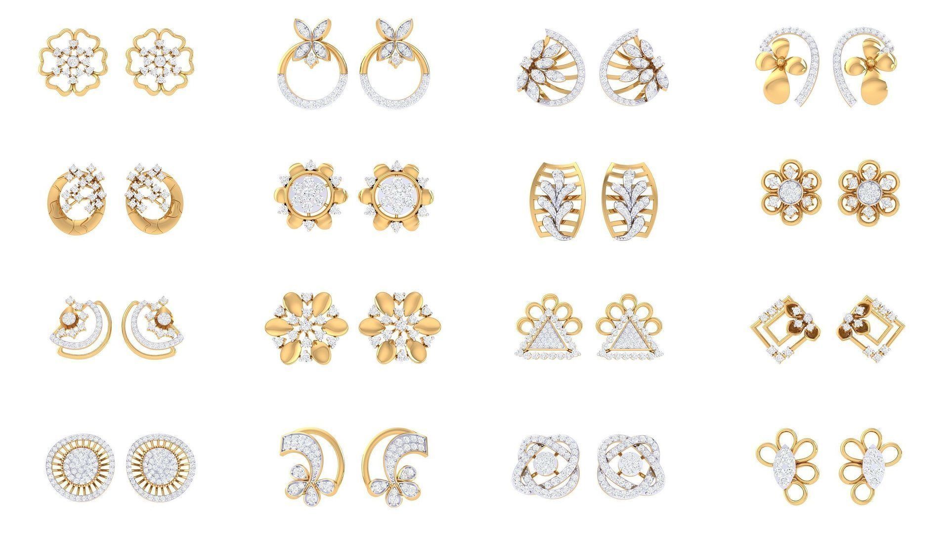 830 Diamond Studs Earrings Pack 3D Model Collection_30