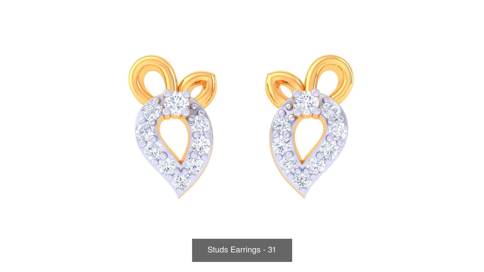 830 Diamond Studs Earrings Pack 3D Model Collection_176