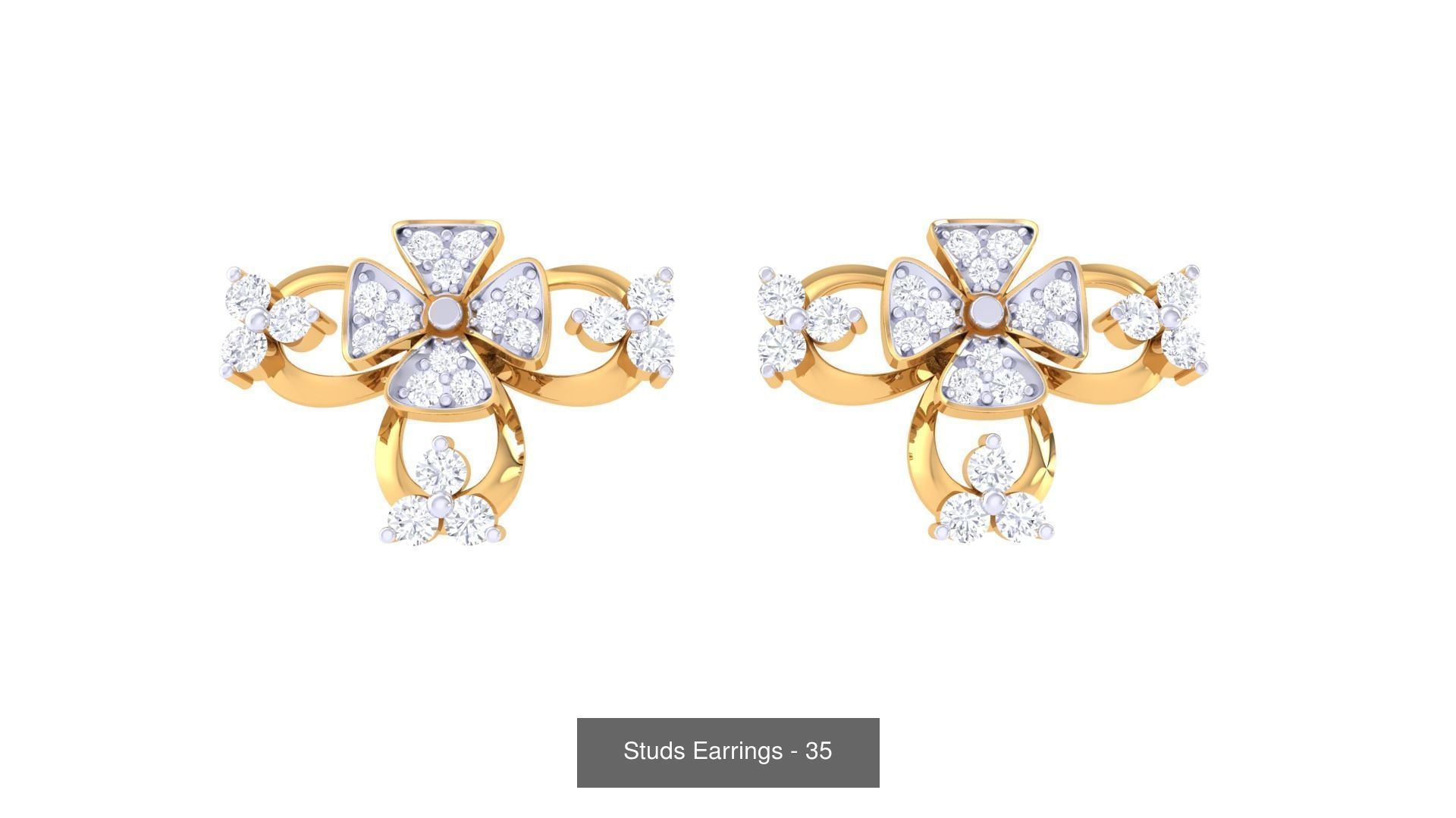 830 Diamond Studs Earrings Pack 3D Model Collection_253