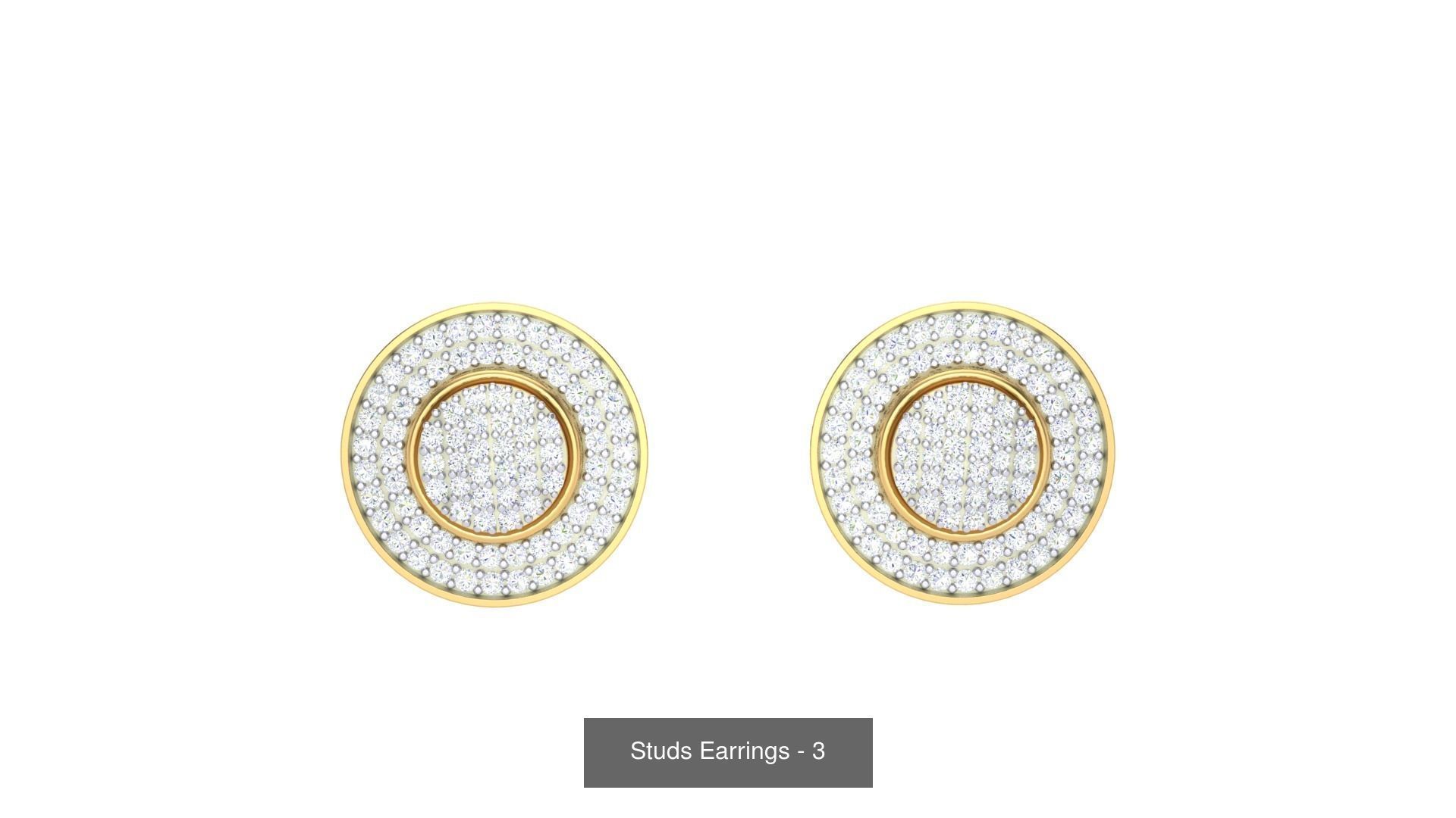 830 Diamond Studs Earrings Pack 3D Model Collection_43