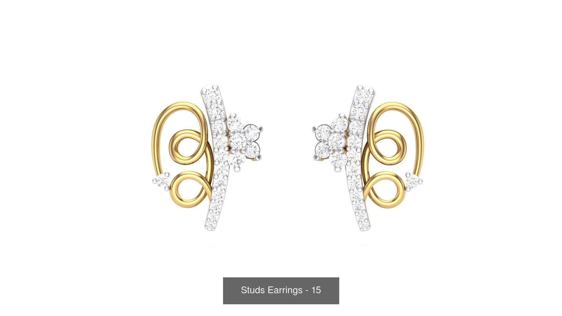 830 Diamond Studs Earrings Pack 3D Model Collection_138