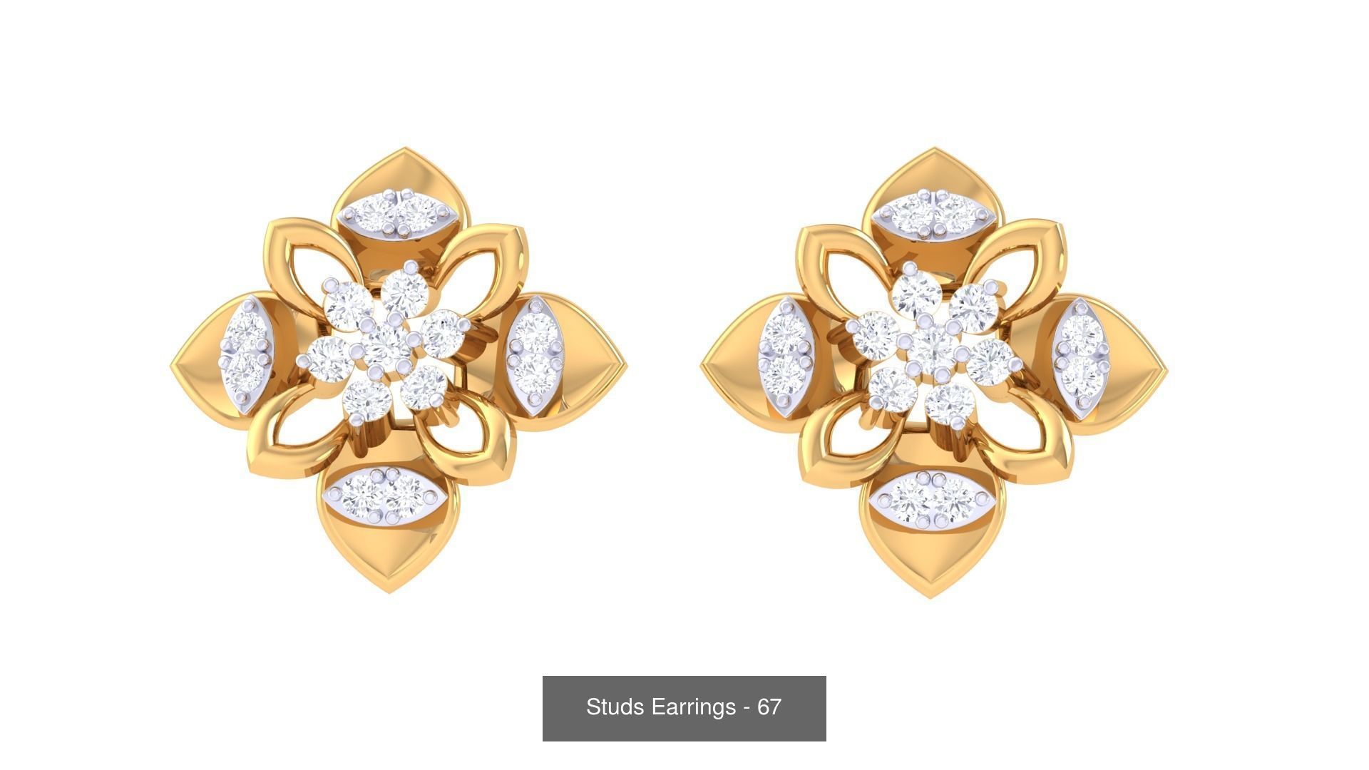 830 Diamond Studs Earrings Pack 3D Model Collection_218