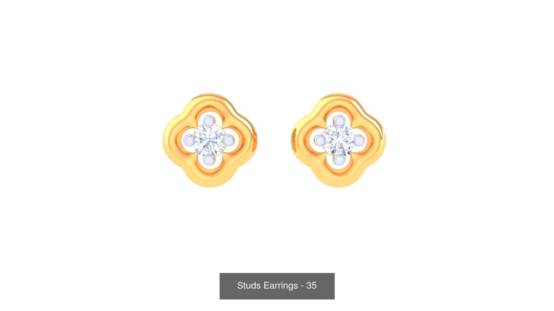 830 Diamond Studs Earrings Pack 3D Model Collection_172