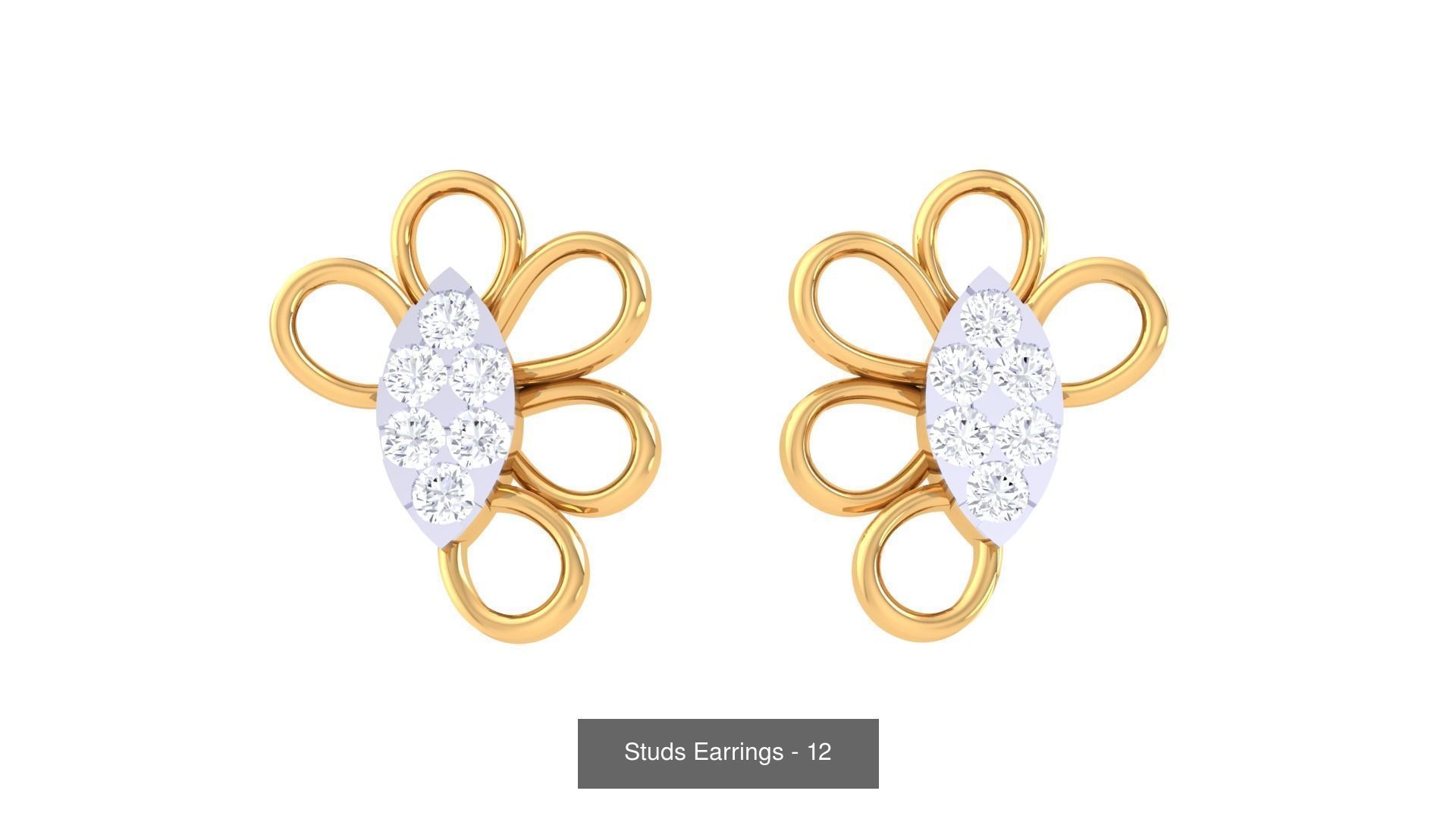 830 Diamond Studs Earrings Pack 3D Model Collection_278