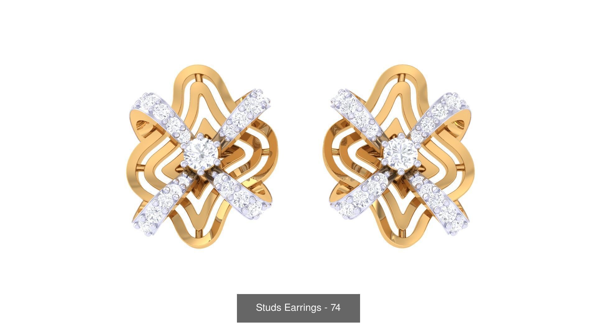 830 Diamond Studs Earrings Pack 3D Model Collection_210
