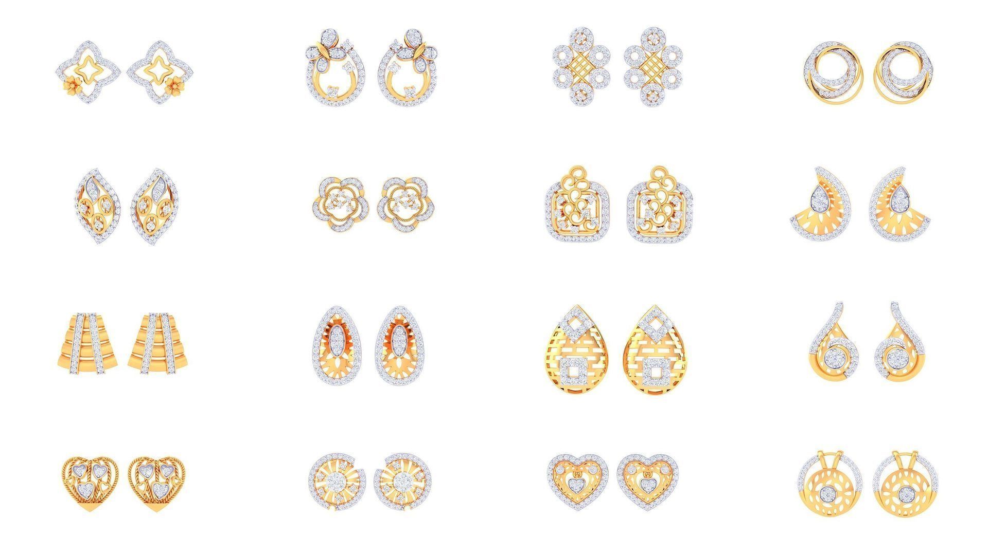 830 Diamond Studs Earrings Pack 3D Model Collection_99