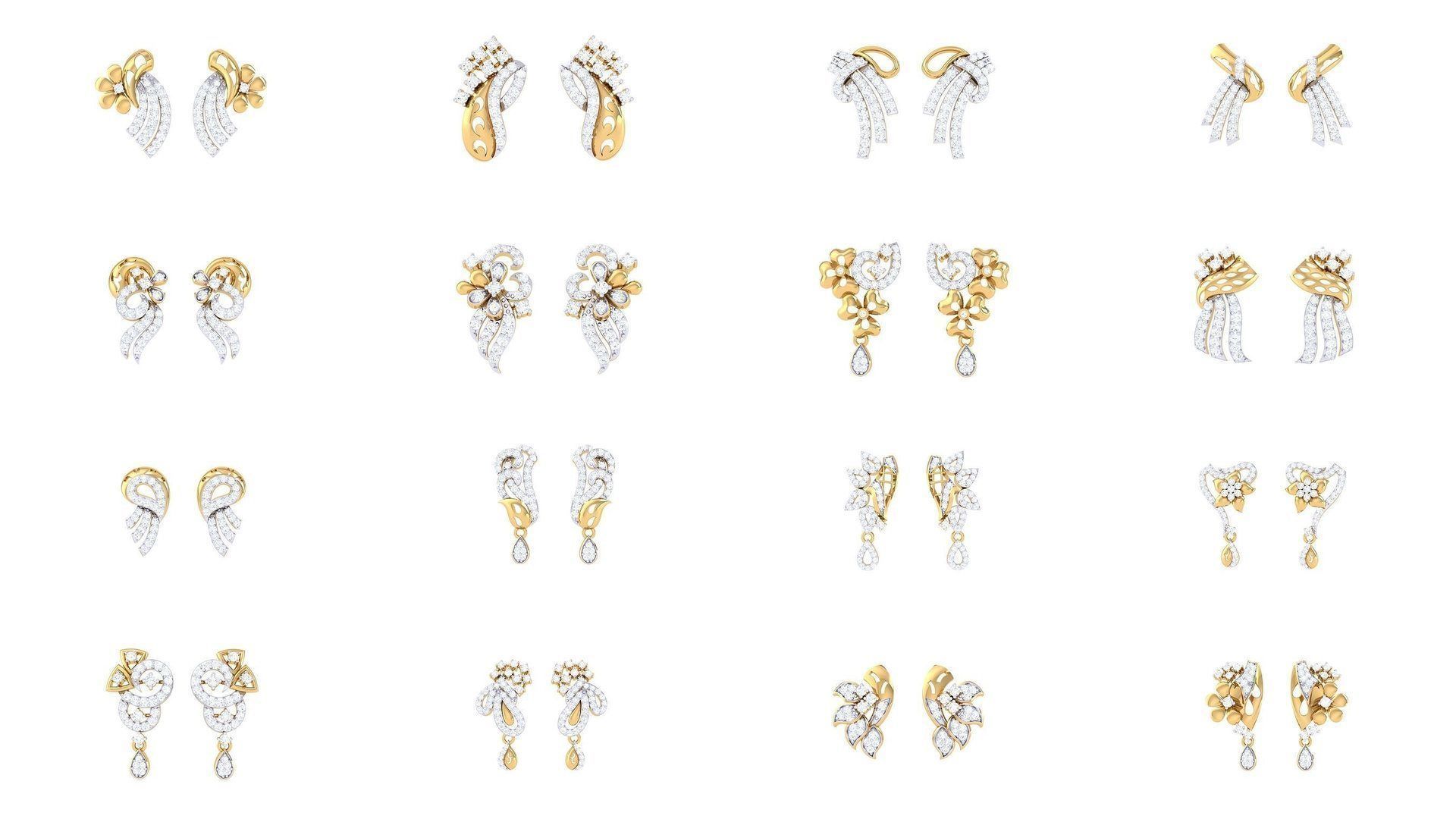 830 Diamond Studs Earrings Pack 3D Model Collection_133