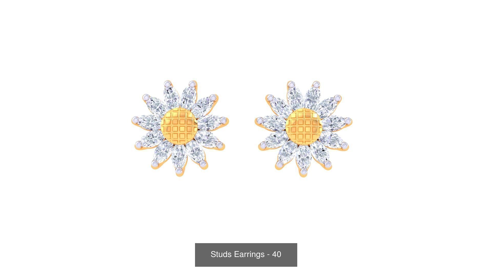 830 Diamond Studs Earrings Pack 3D Model Collection_167