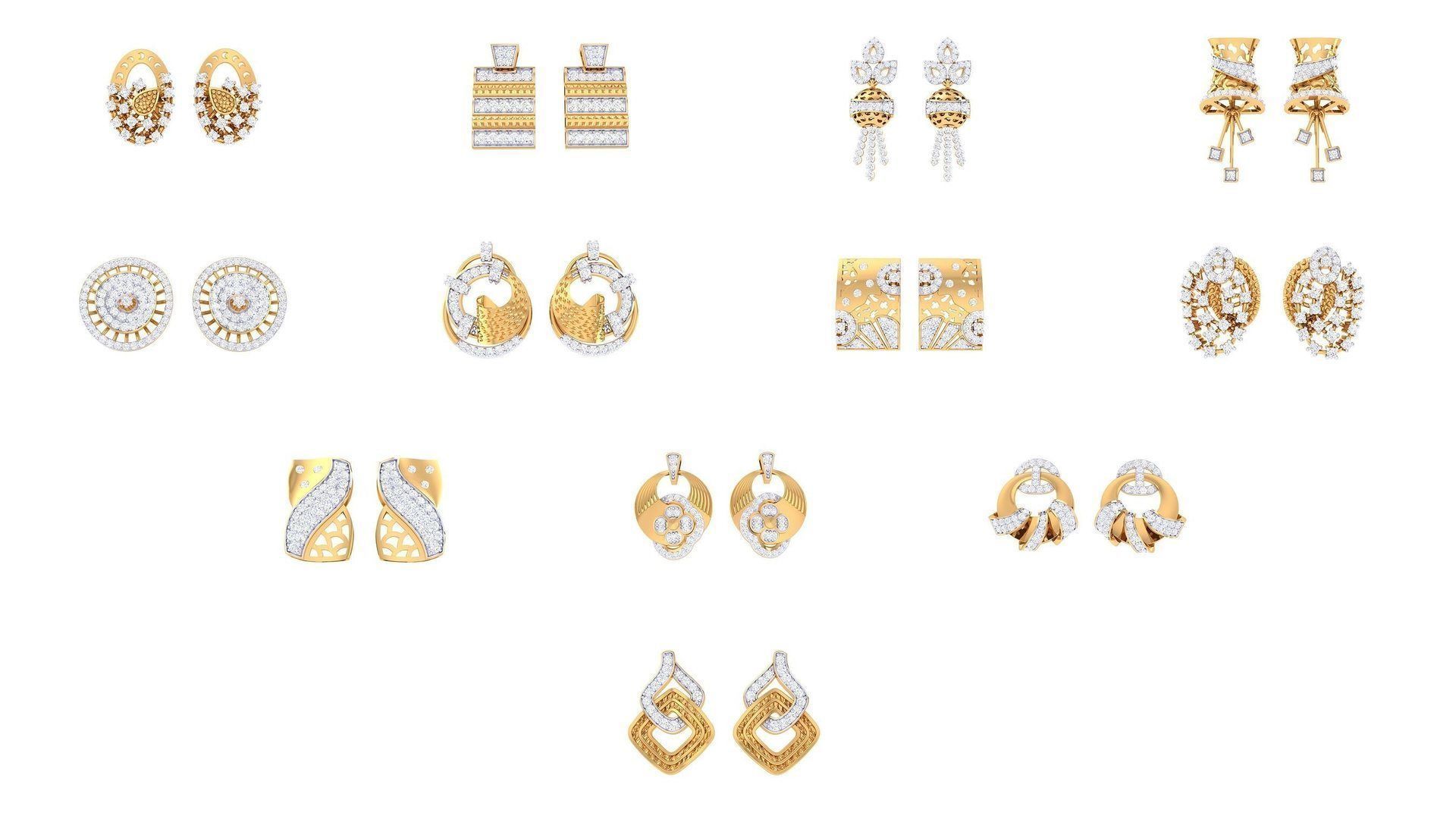 830 Diamond Studs Earrings Pack 3D Model Collection_69