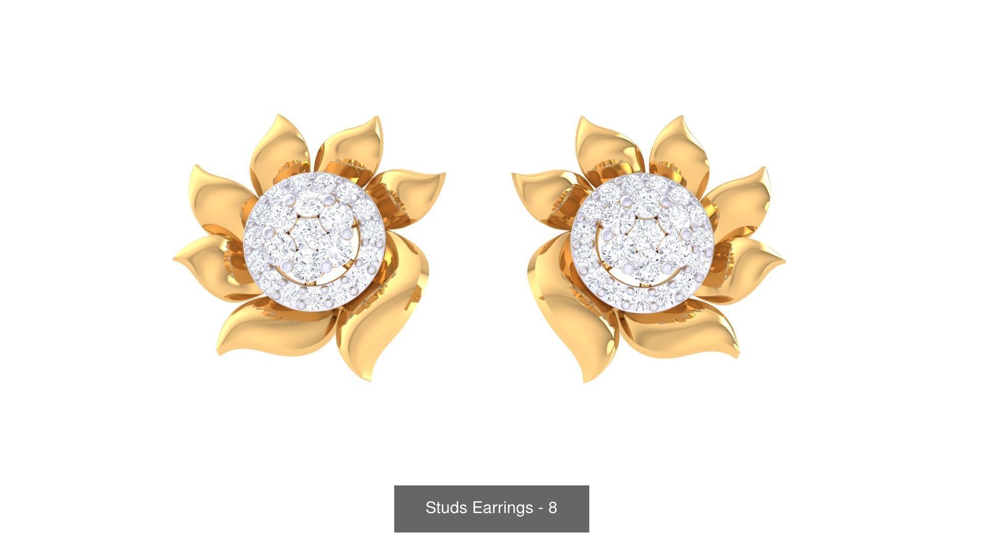830 Diamond Studs Earrings Pack 3D Model Collection_204