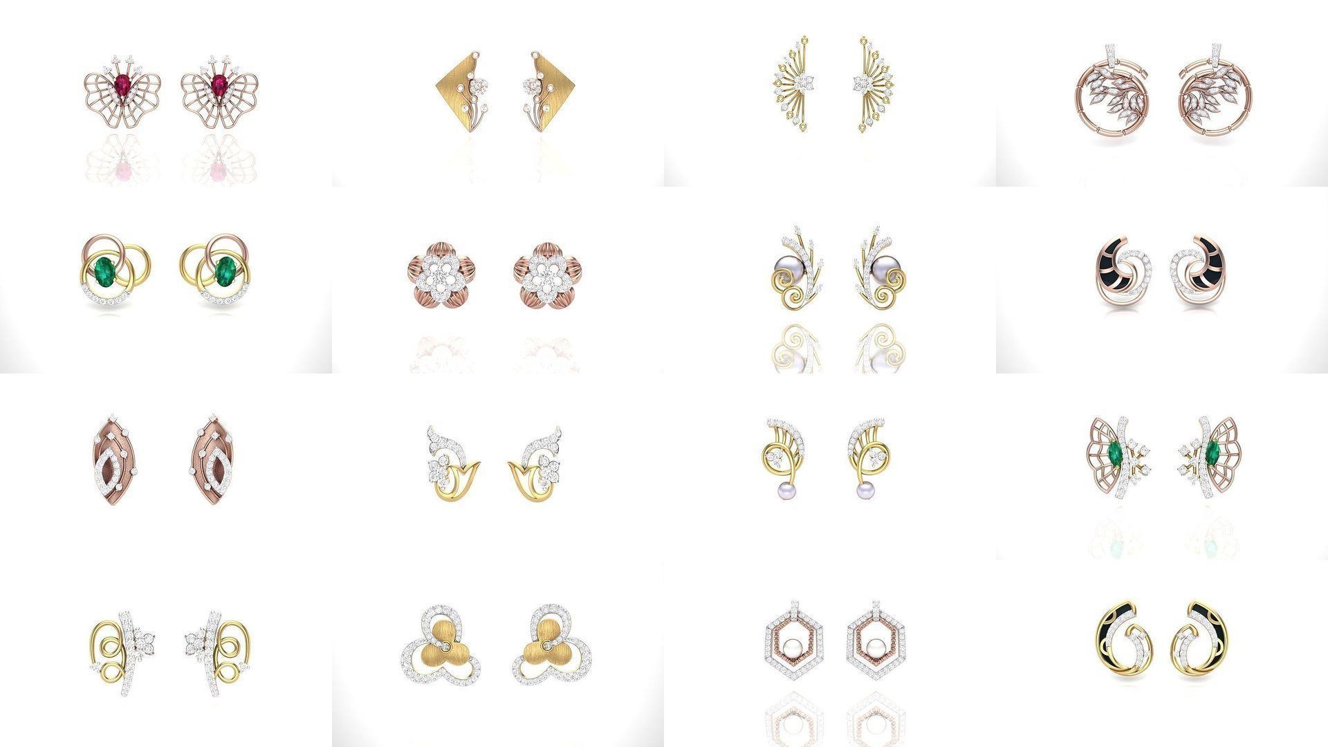 830 Diamond Studs Earrings Pack 3D Model Collection_3