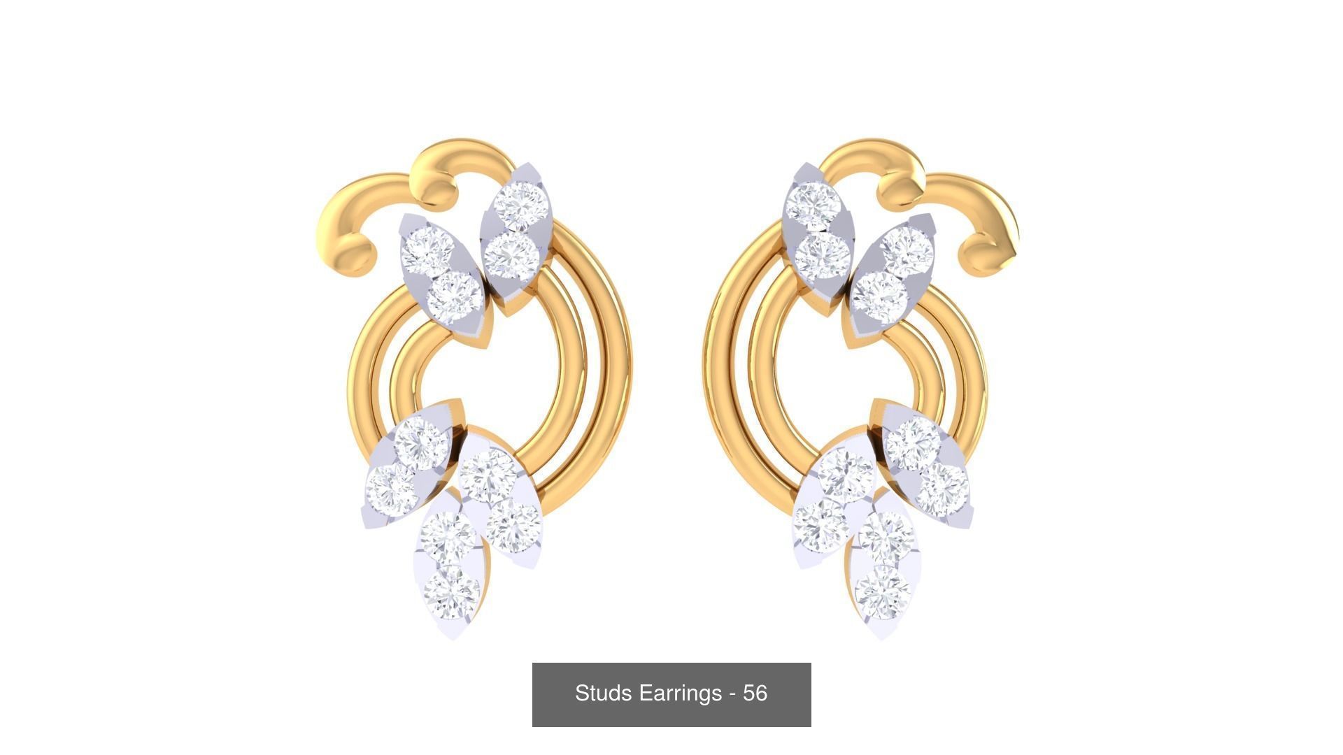 830 Diamond Studs Earrings Pack 3D Model Collection_230