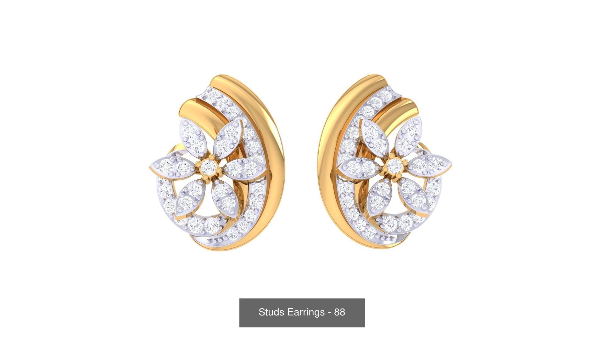 830 Diamond Studs Earrings Pack 3D Model Collection_195