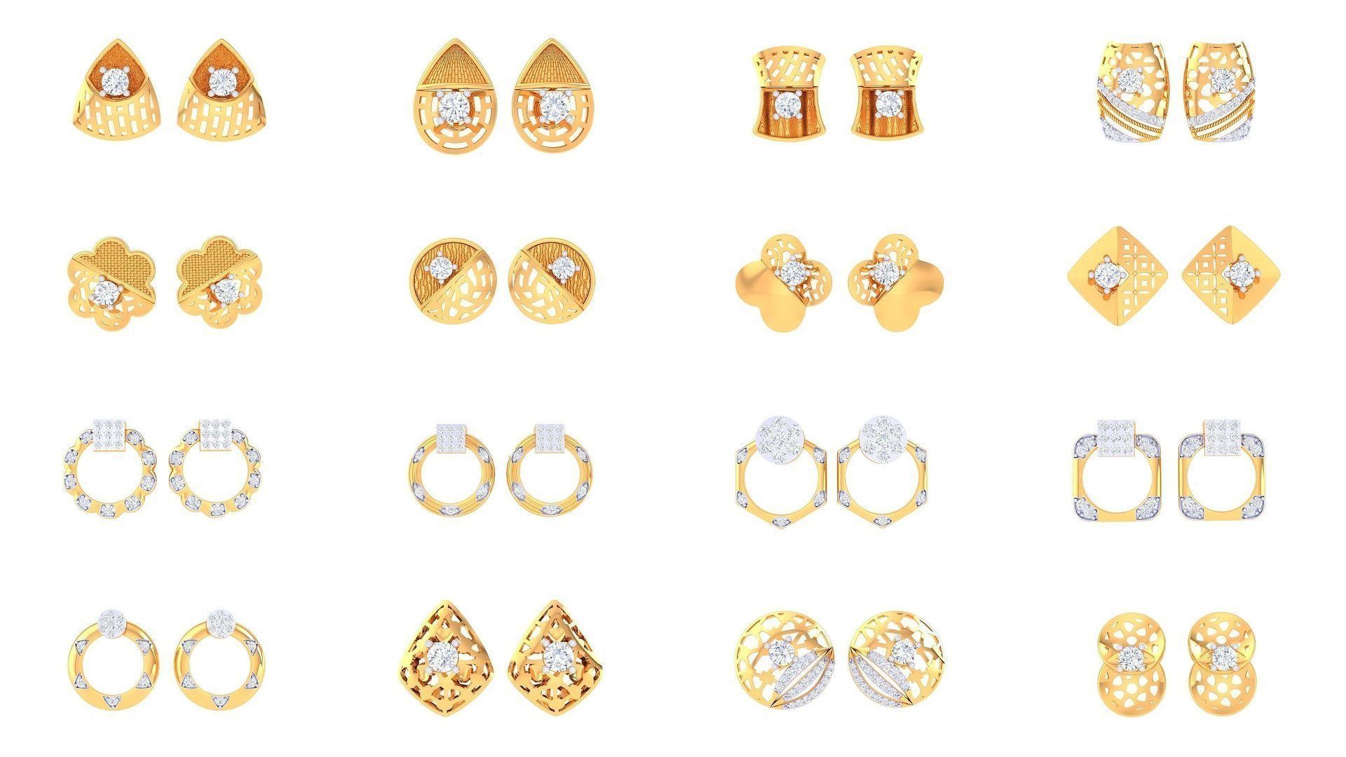 830 Diamond Studs Earrings Pack 3D Model Collection_111