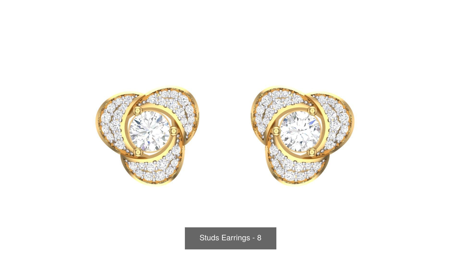 830 Diamond Studs Earrings Pack 3D Model Collection_284
