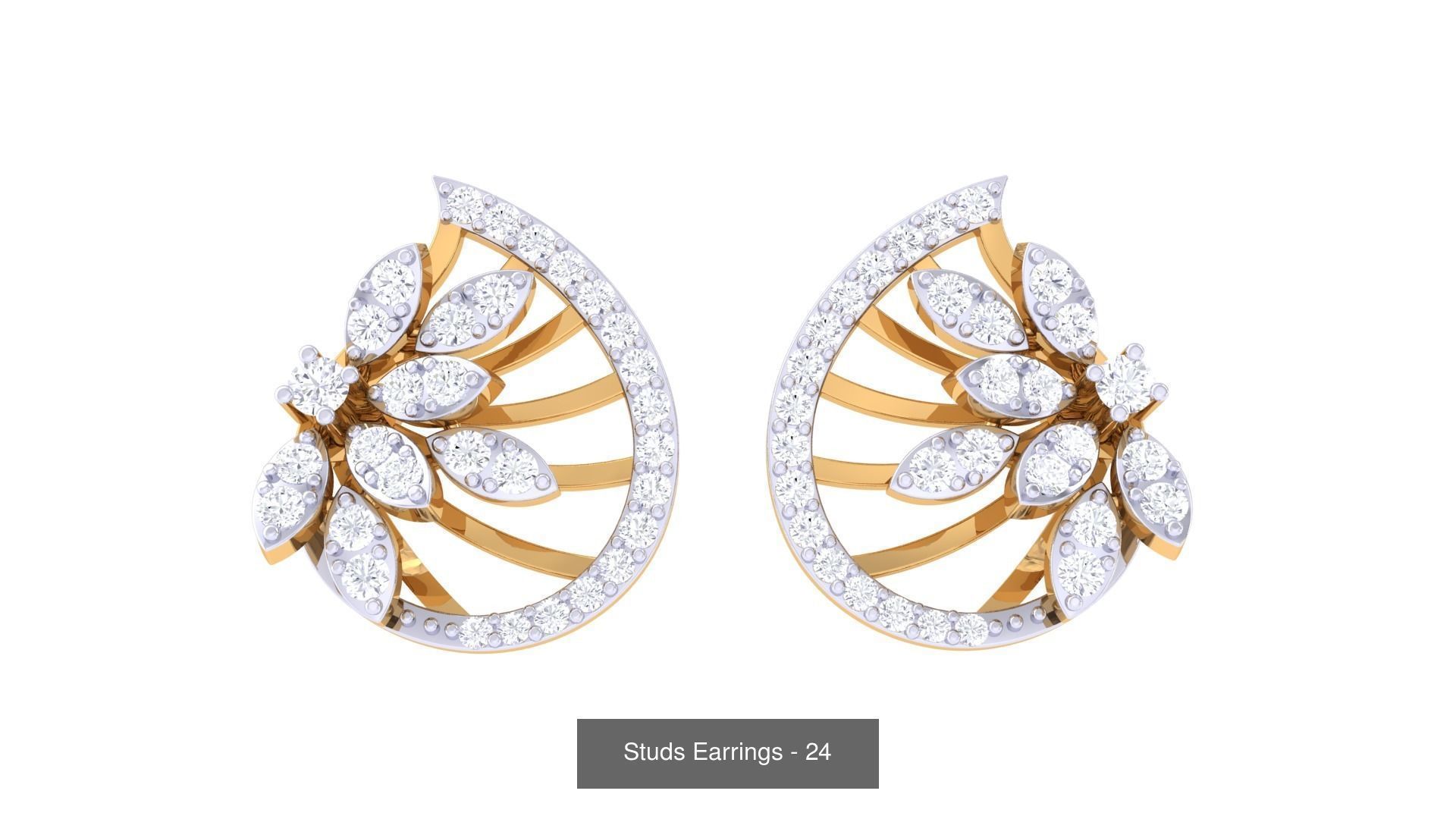 830 Diamond Studs Earrings Pack 3D Model Collection_265