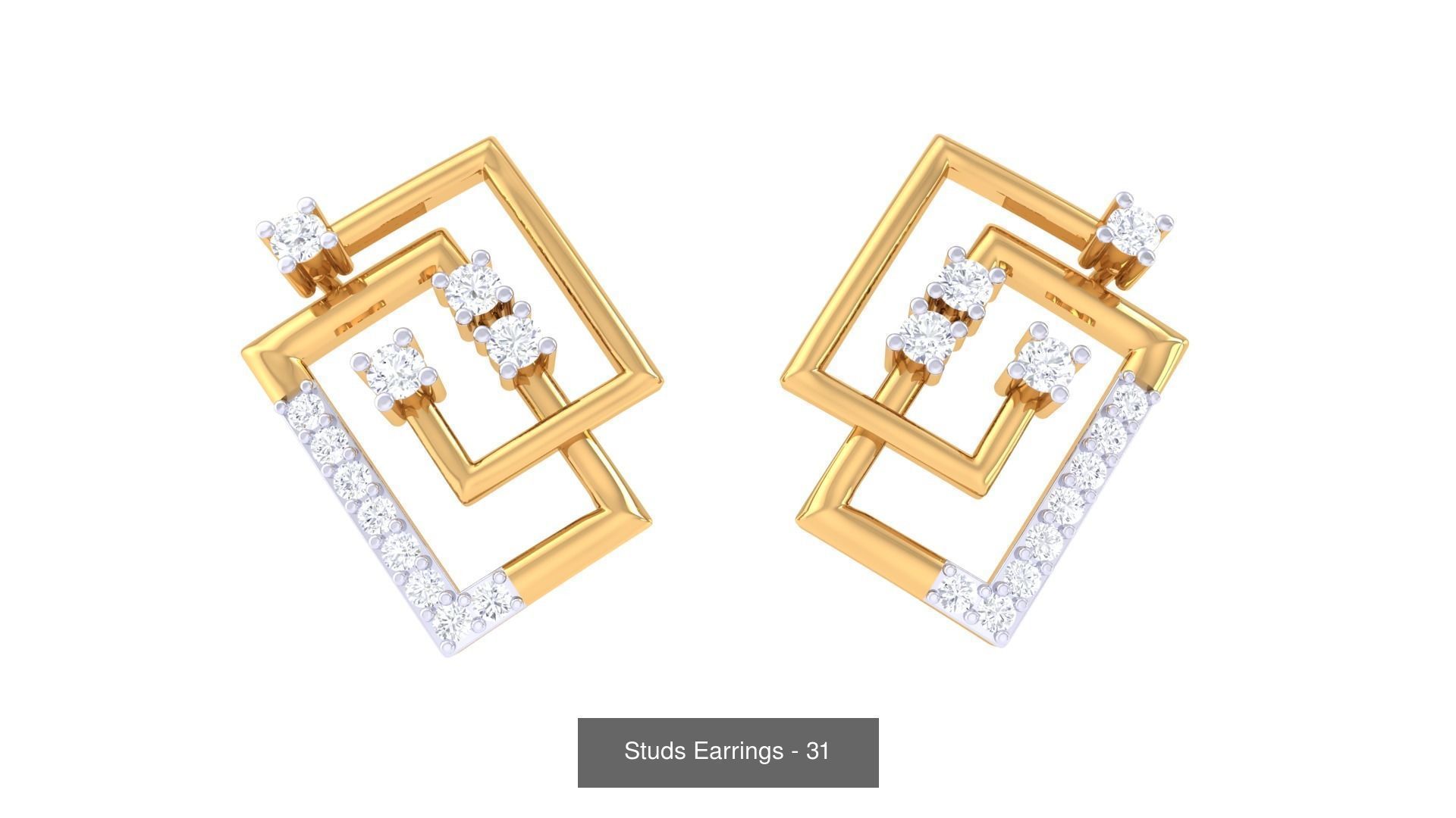 830 Diamond Studs Earrings Pack 3D Model Collection_257