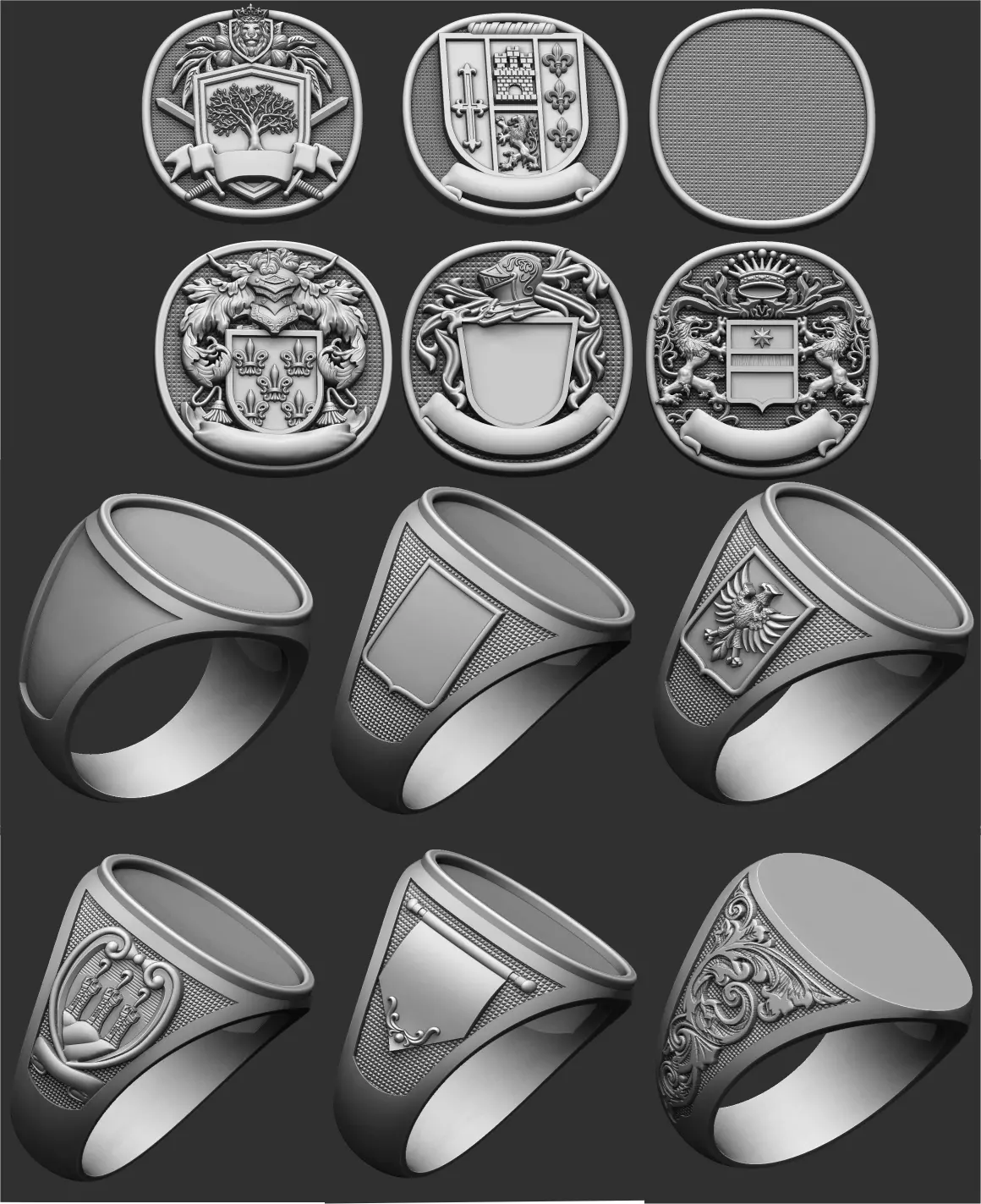 Coat of Arms Family - Brasao - Rings Set 3D print model_0