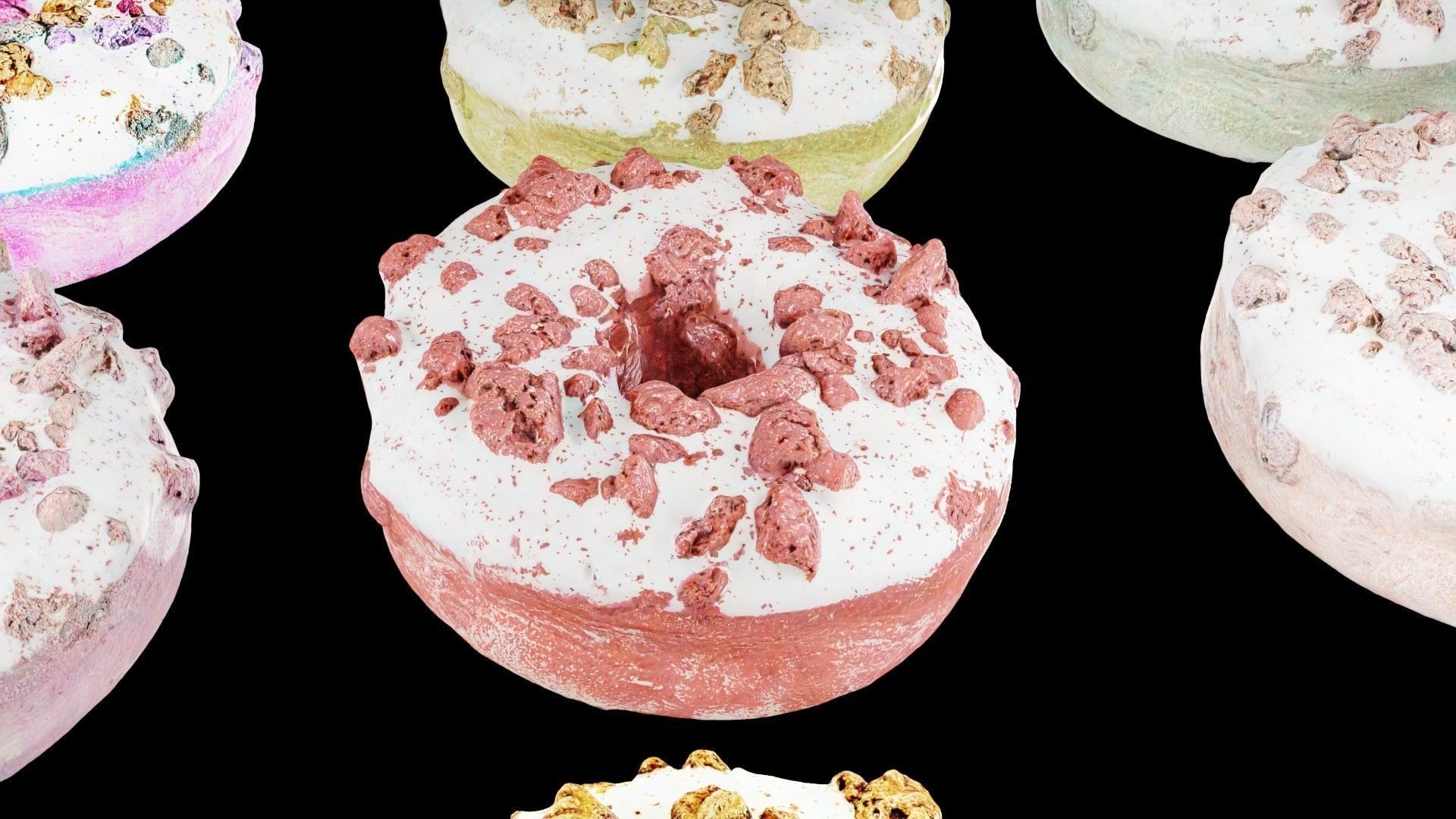 Scanned Donuts 10 flavors high and lowpoly versions Low-poly 3D model_35