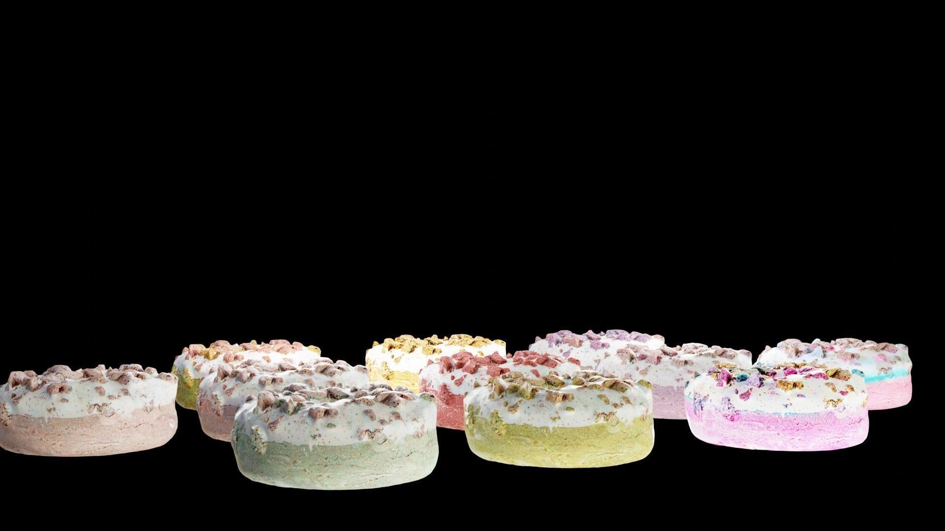 Scanned Donuts 10 flavors high and lowpoly versions Low-poly 3D model_15