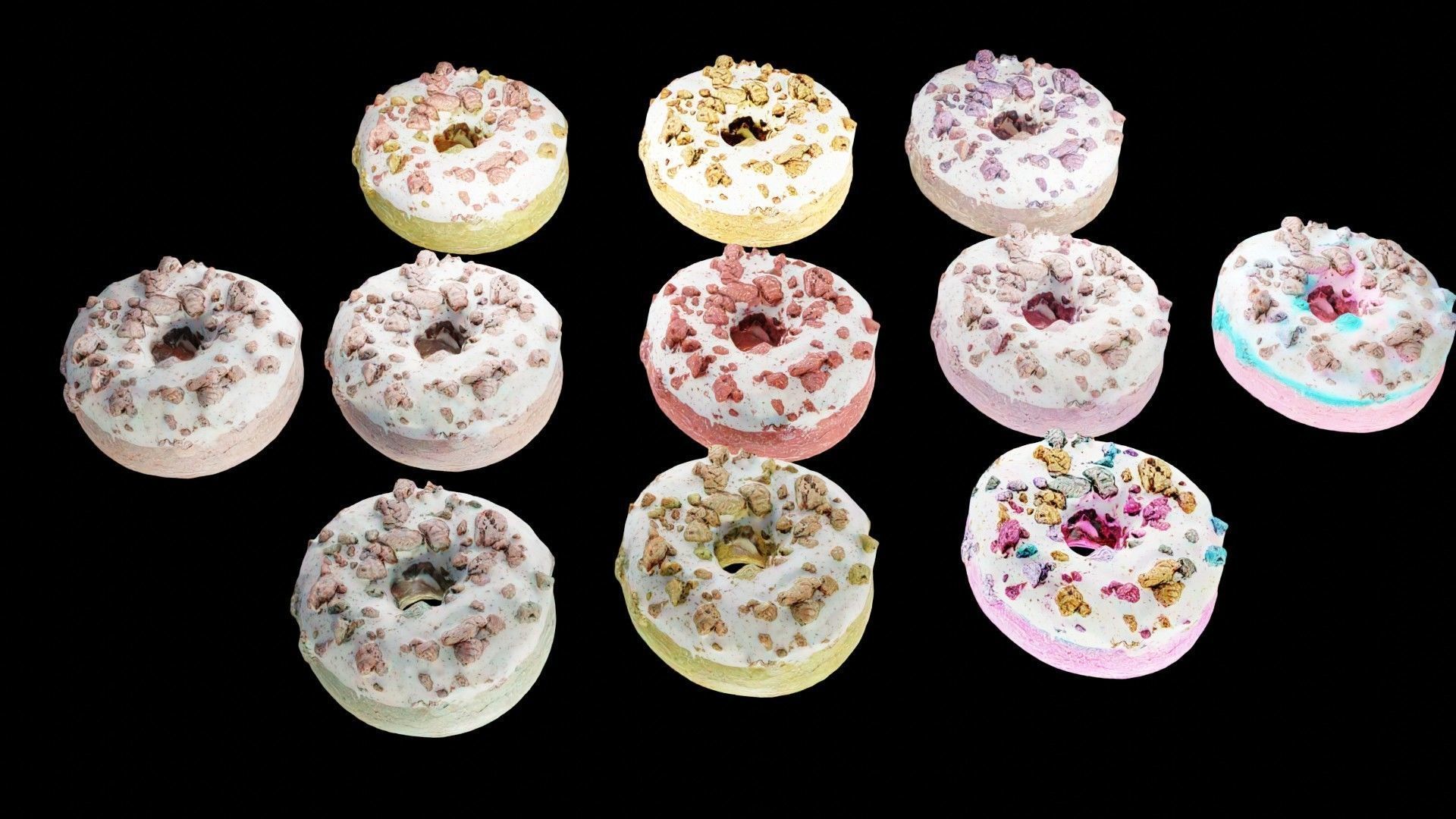 Scanned Donuts 10 flavors high and lowpoly versions Low-poly 3D model_10