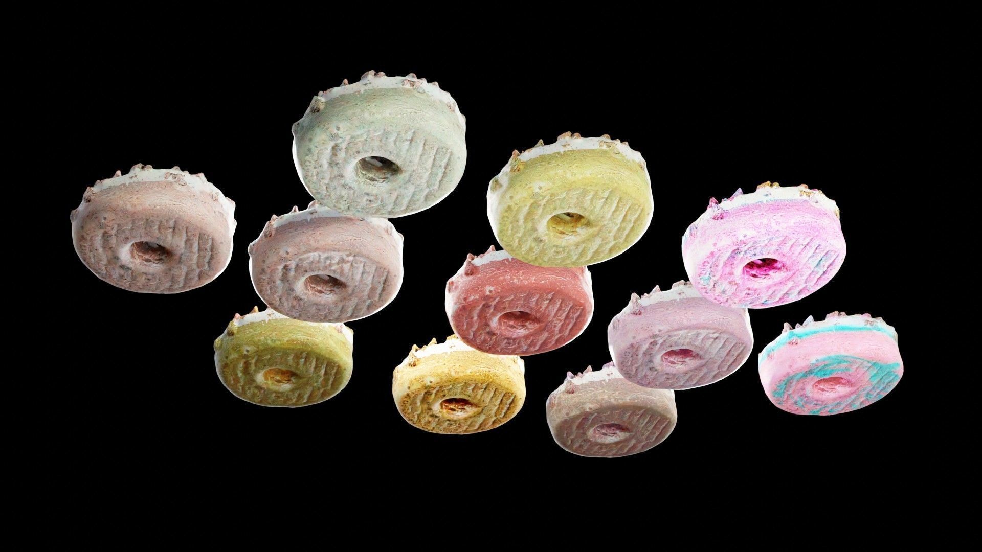 Scanned Donuts 10 flavors high and lowpoly versions Low-poly 3D model_18