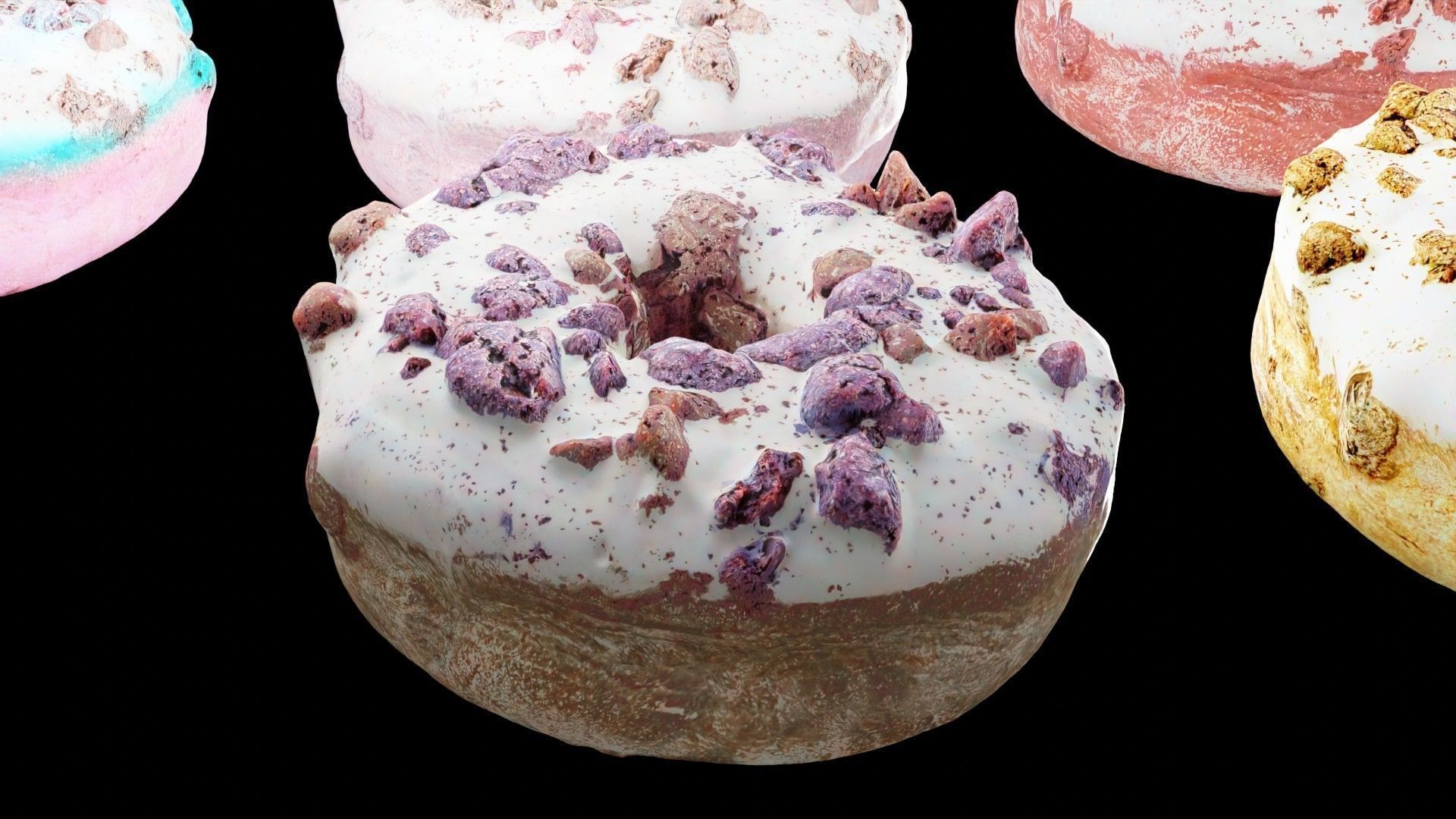 Scanned Donuts 10 flavors high and lowpoly versions Low-poly 3D model_45