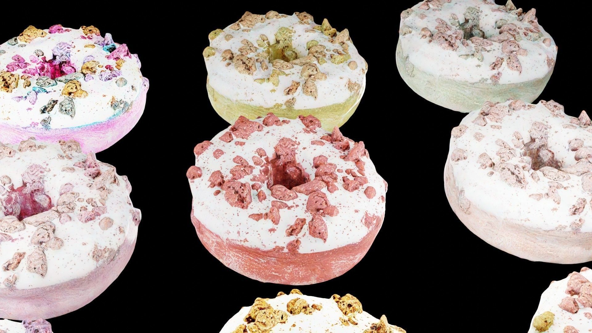 Scanned Donuts 10 flavors high and lowpoly versions Low-poly 3D model_36