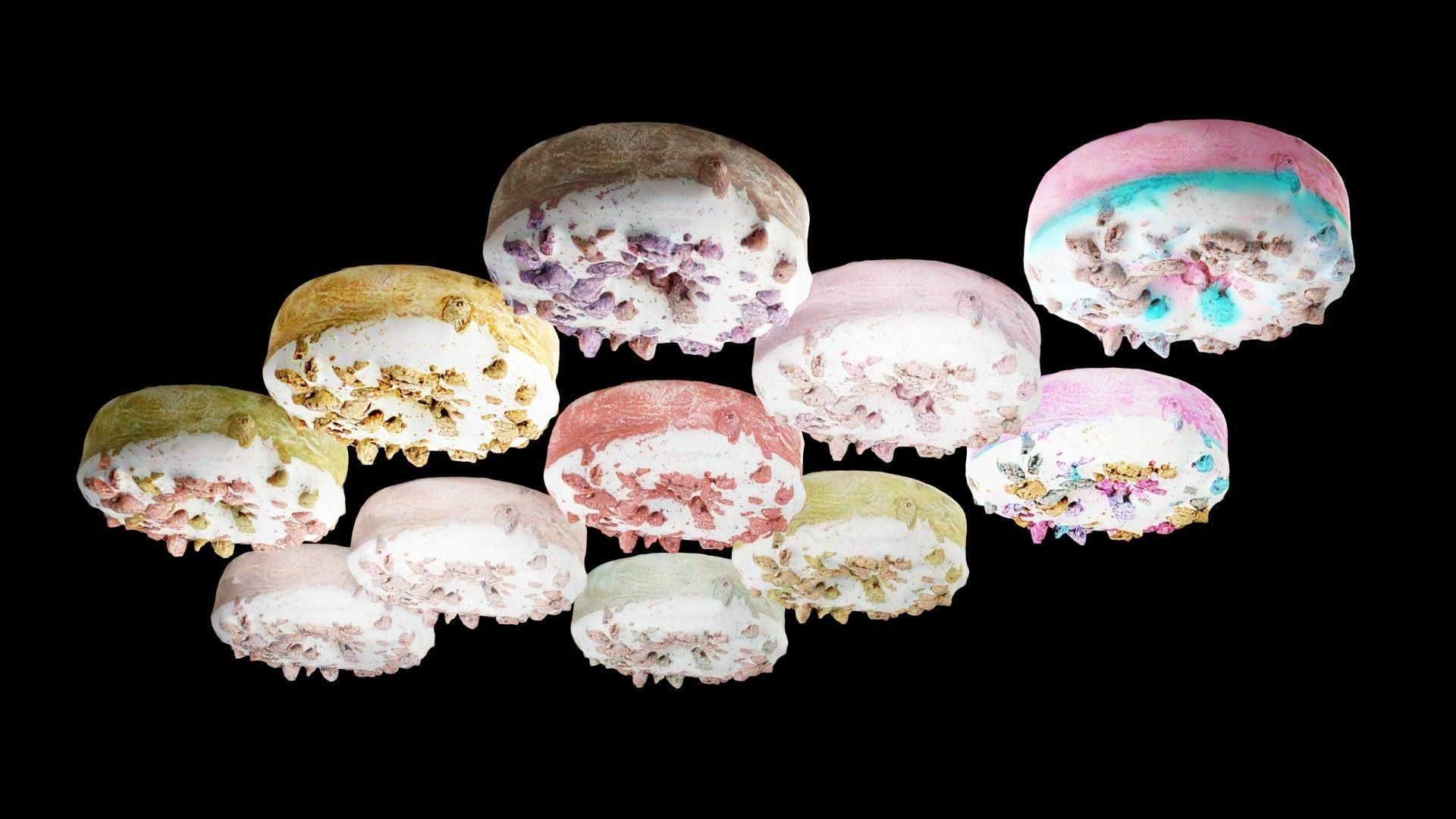 Scanned Donuts 10 flavors high and lowpoly versions Low-poly 3D model_24