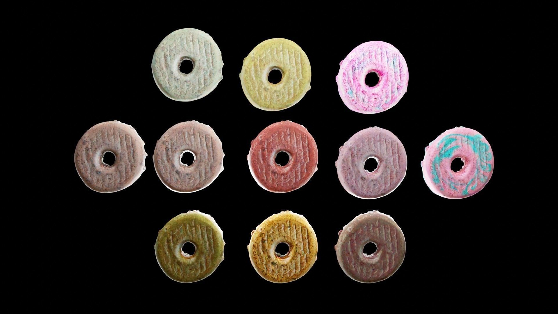 Scanned Donuts 10 flavors high and lowpoly versions Low-poly 3D model_21