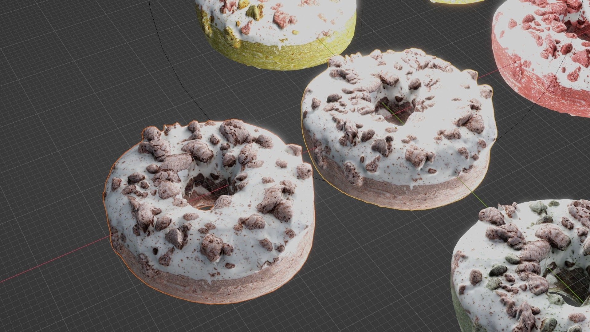 Scanned Donuts 10 flavors high and lowpoly versions Low-poly 3D model_53