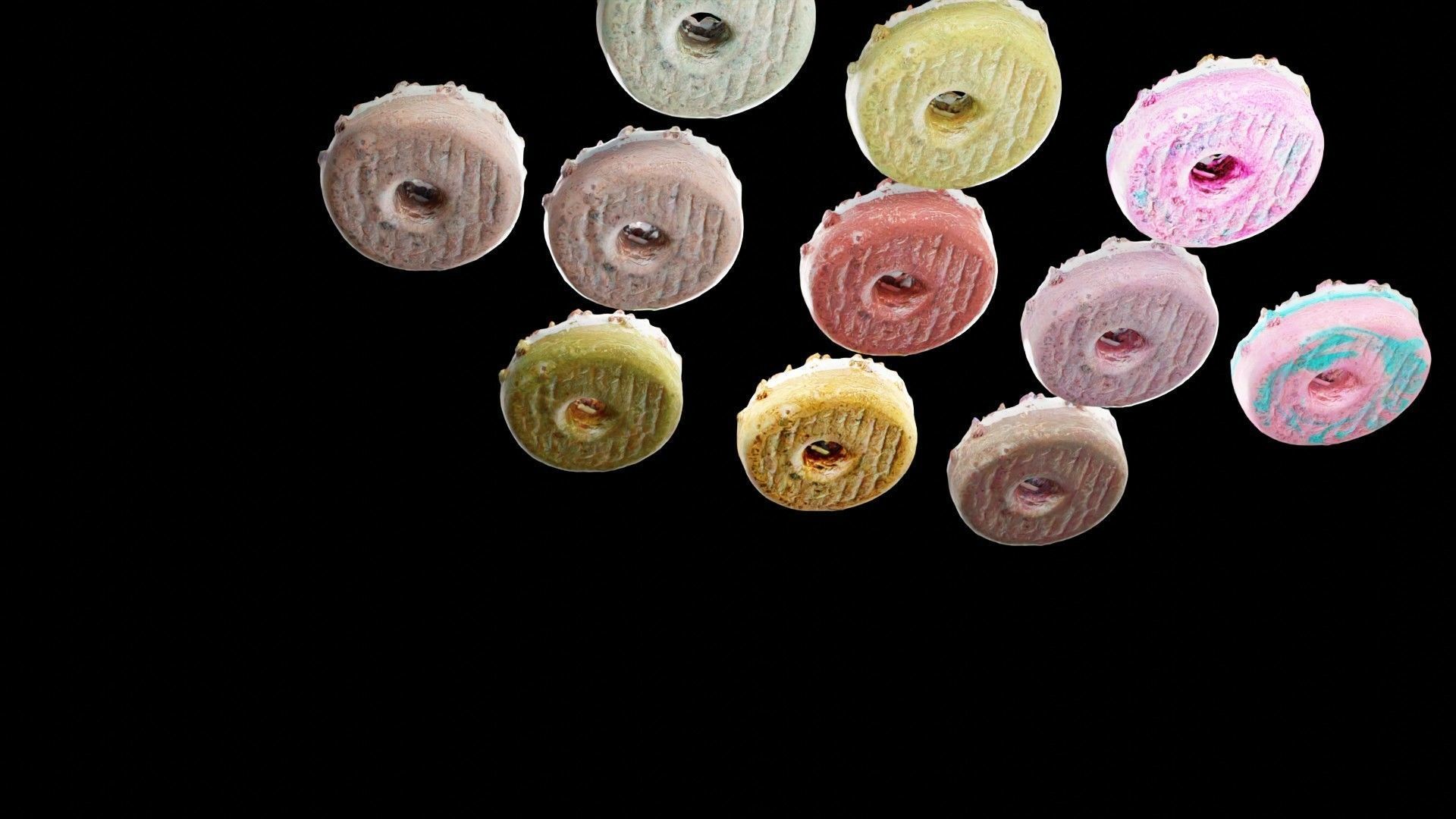 Scanned Donuts 10 flavors high and lowpoly versions Low-poly 3D model_19