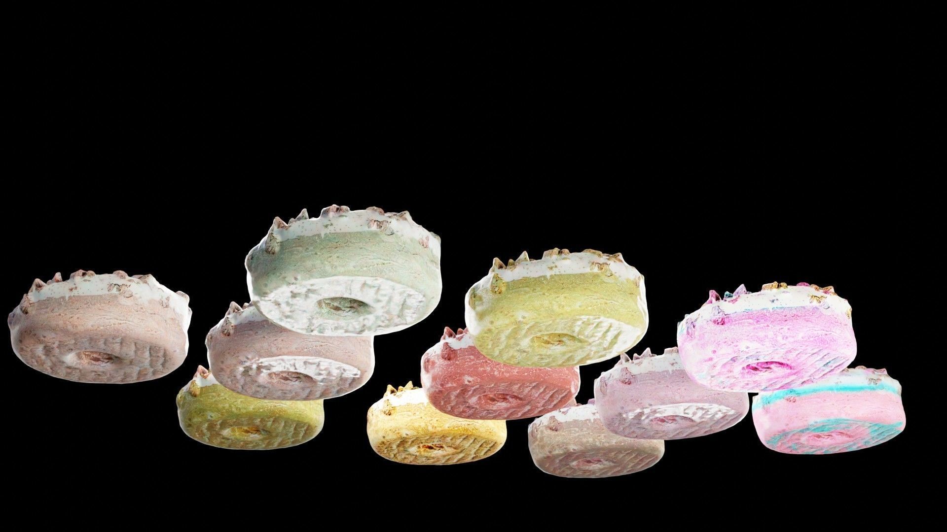 Scanned Donuts 10 flavors high and lowpoly versions Low-poly 3D model_17