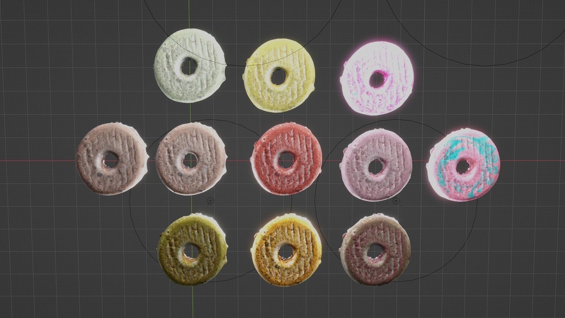 Scanned Donuts 10 flavors high and lowpoly versions Low-poly 3D model_50