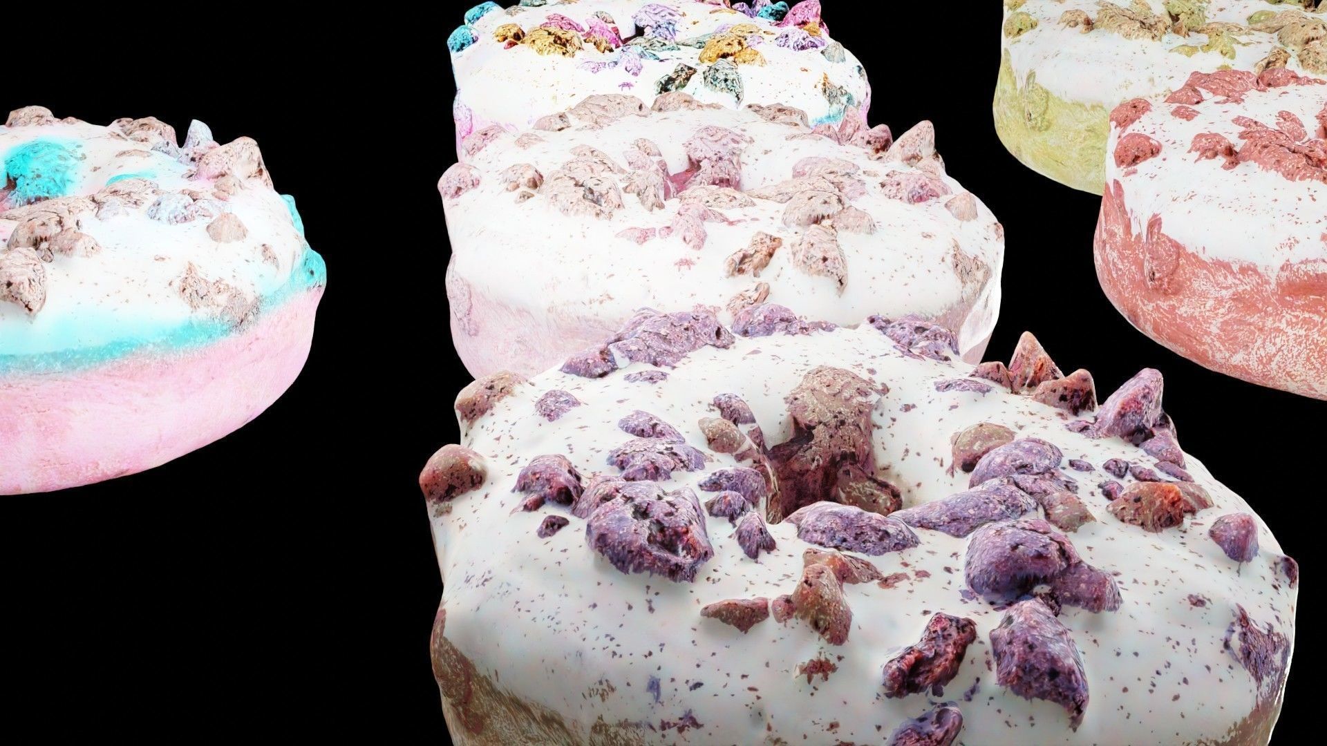 Scanned Donuts 10 flavors high and lowpoly versions Low-poly 3D model_46