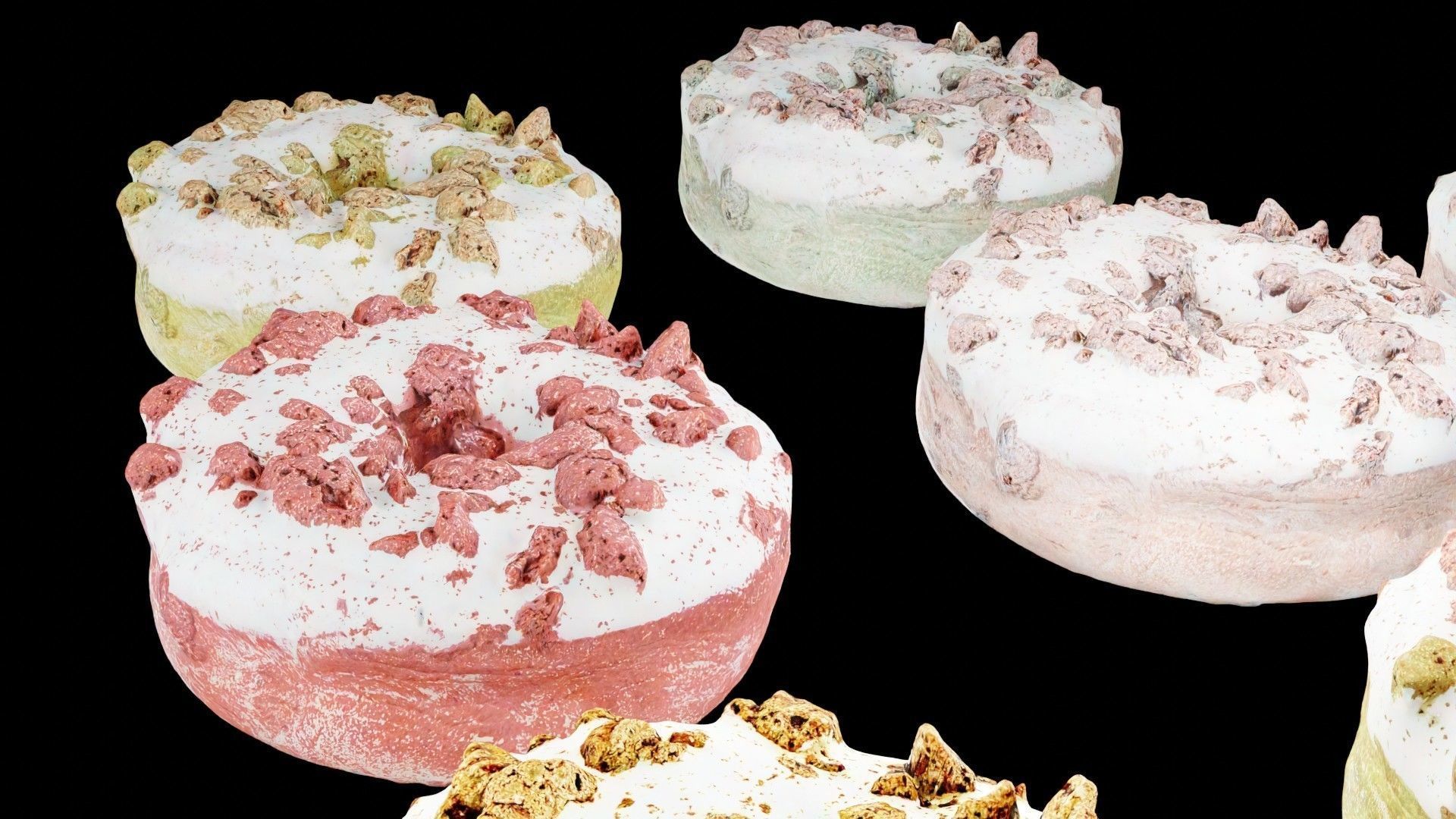 Scanned Donuts 10 flavors high and lowpoly versions Low-poly 3D model_29