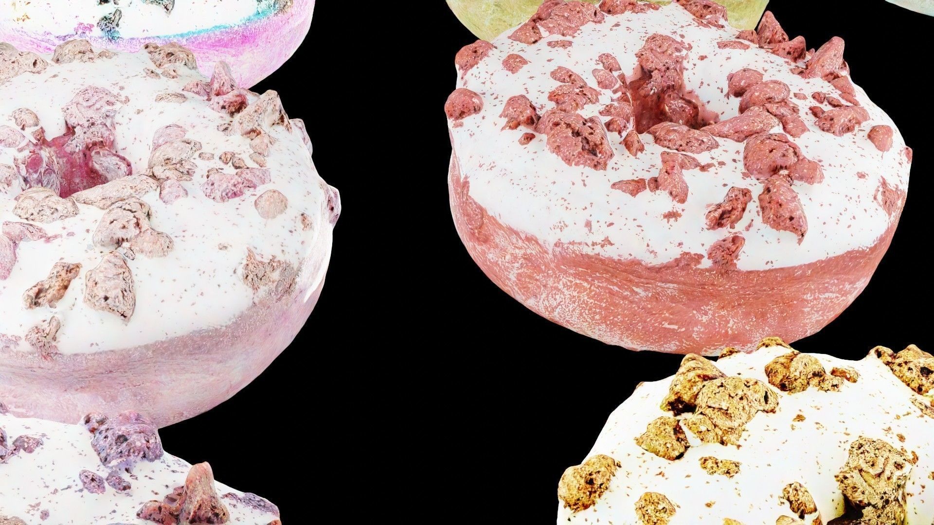 Scanned Donuts 10 flavors high and lowpoly versions Low-poly 3D model_38