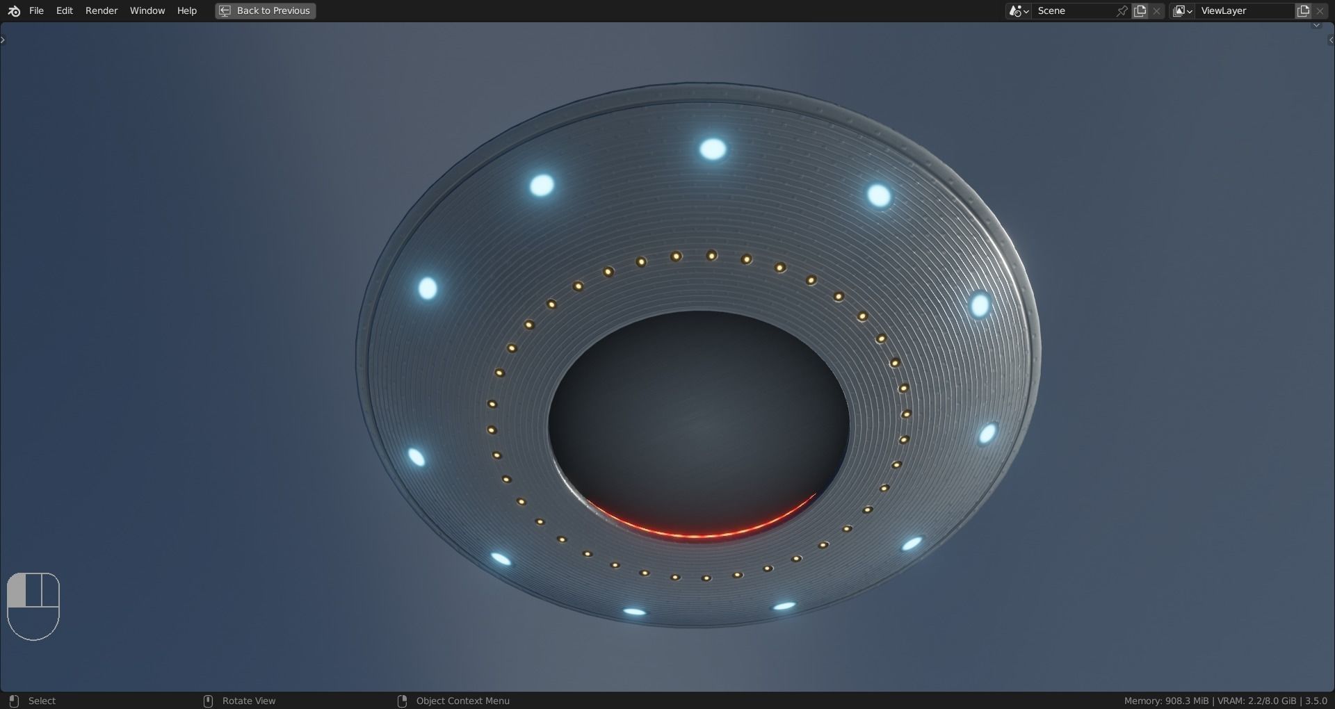 UFO SAUCER Low-poly 3D model_5