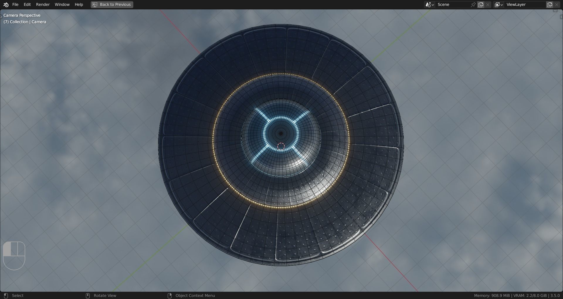 UFO SAUCER Low-poly 3D model_7