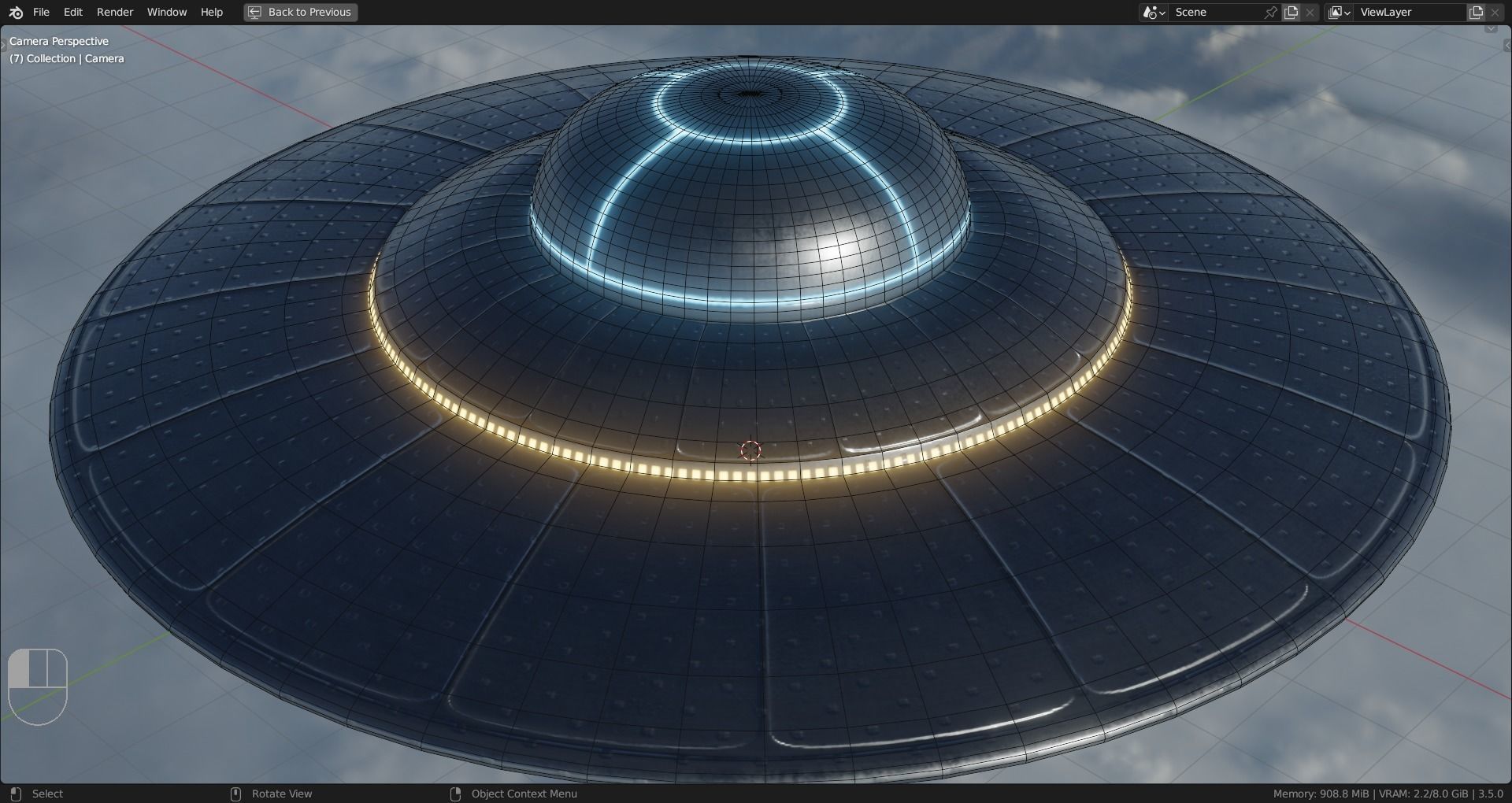 UFO SAUCER Low-poly 3D model_6